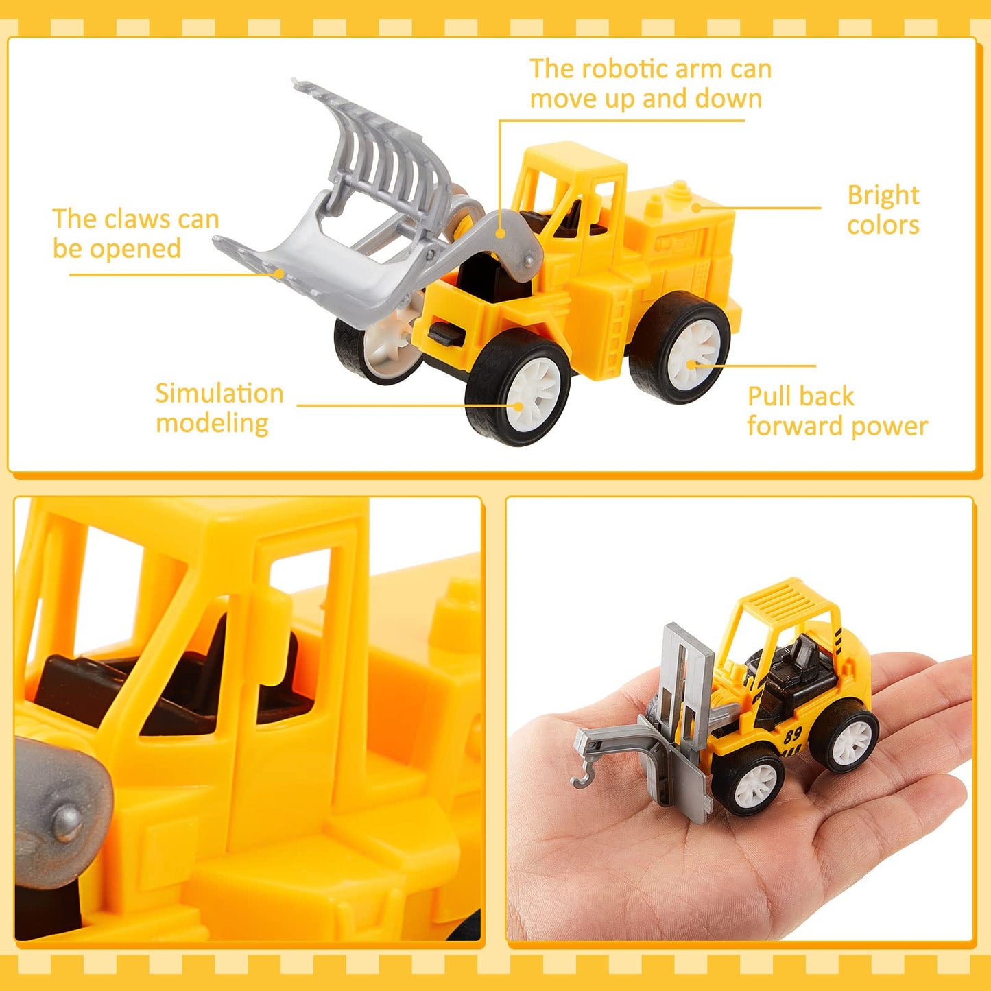108 Pcs Construction Party Favors Engineering Trucks Small Digger Truck Toys Christmas Gifts Pull Back Vehicles Mini Excavator Toy Car Set for Kids Birthday Boys Girls Stocking Stuffers (Full Set)