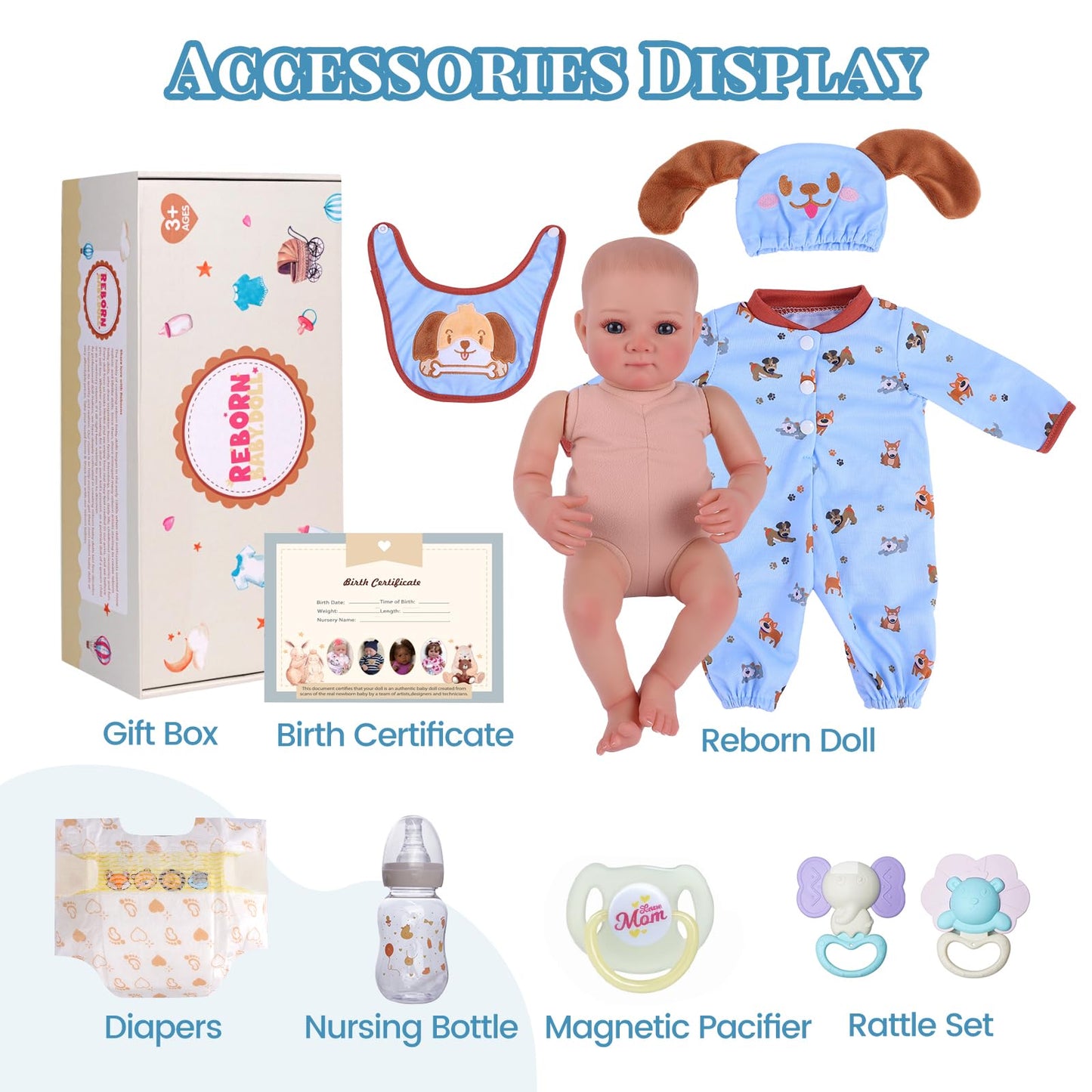 BABESIDE Lifelike Reborn Baby Dolls Boy - 20 Inch Handmade Realistic Baby Doll Cloth Soft Body Newborn Silicone Baby Doll with Toy & Gift Box for Kids 3+