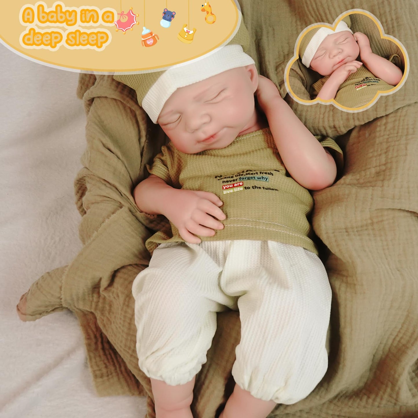 MEIVCOS 18.3 in Full Silicone Reborn Baby Dolls, 1:1 Lifelike Newborn Dolls Non Vinyl Realistic Reborn Toddler Dolls Boy Washable Sleeping Doll