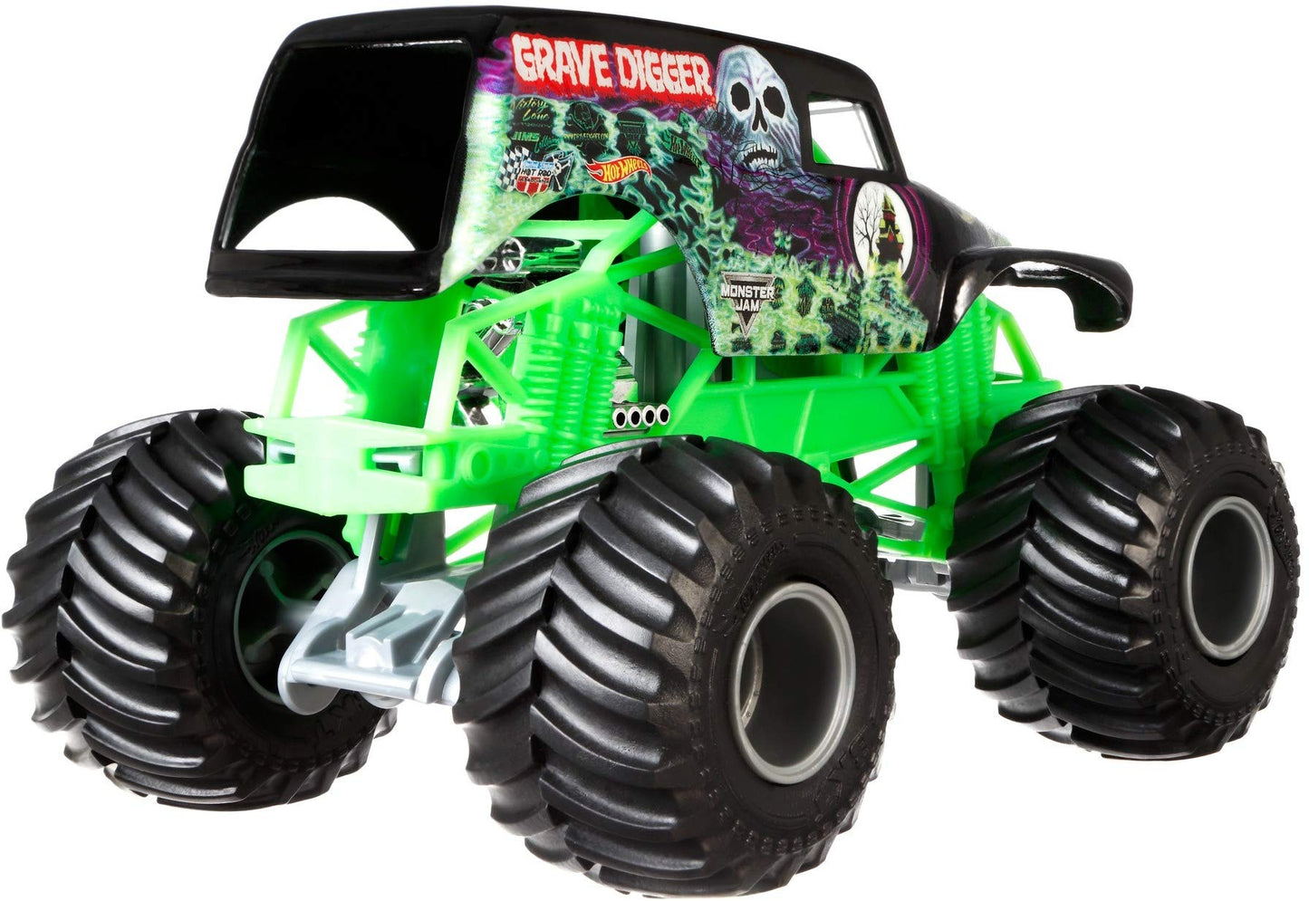 Hot Wheels Monster Jam Grave Digger Die-Cast Vehicle, 1:24 Scale, Black and Green