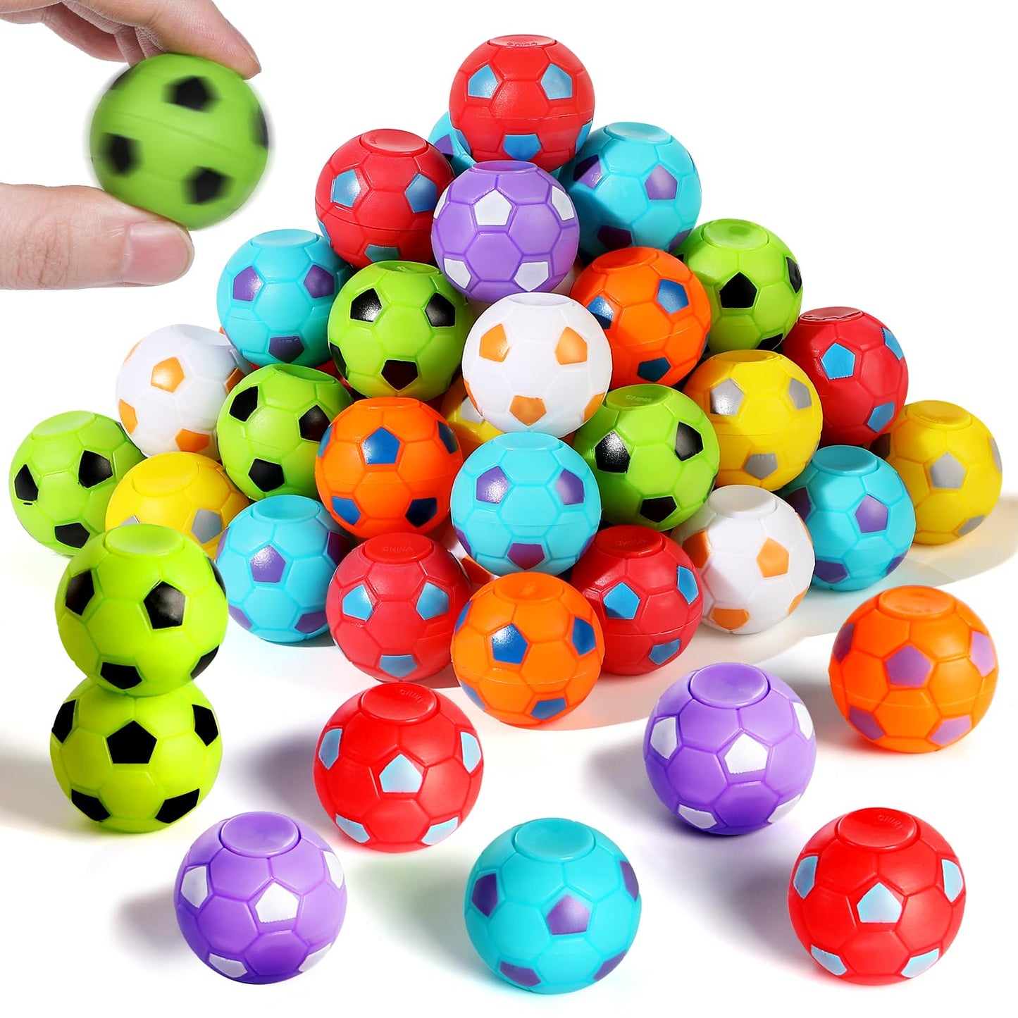 SCIONE 108 Pack Soccer Fidget Spinners, Soccer Party Favors for Kids, Fidget Toys Bulk, Stress Balls, Goodie Bag Stuffers Gifts for Birthday Party, Treasure Box for Classroom