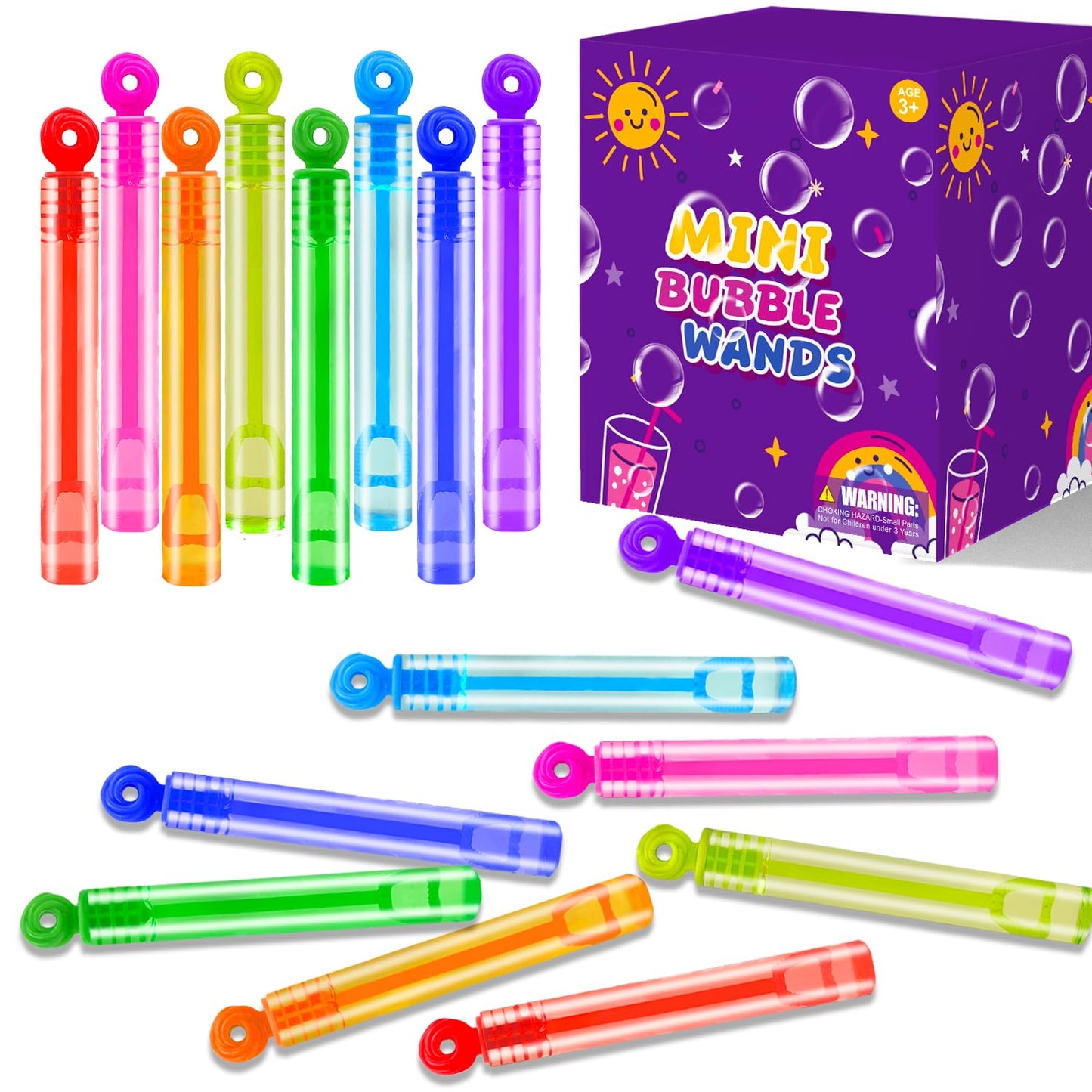 Mini Small Bubbles Wands Toys Gifts Bulk for Kids 64 Pack-Bubble Party Favors Supplies for Toddlers, Bulk Non Candy Treats Goodie Prize for Graduation 250th Anniversary Parade Throws Giveaways Handout