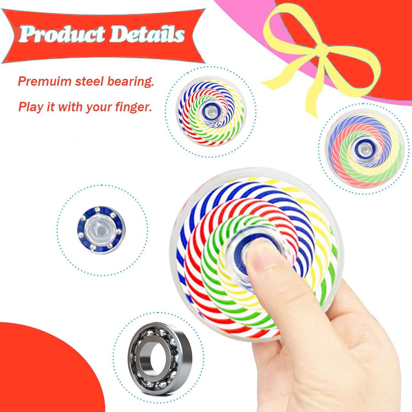 40 Pack Bohemian Fidget Spinner Toys Bulk, Mini Fidget Spinners for Kids Adults, Valentines Day Gifts Anxiety Toys Stress Relief Fidgets Easter Christmas Basket Stuffers Classroom Prizes