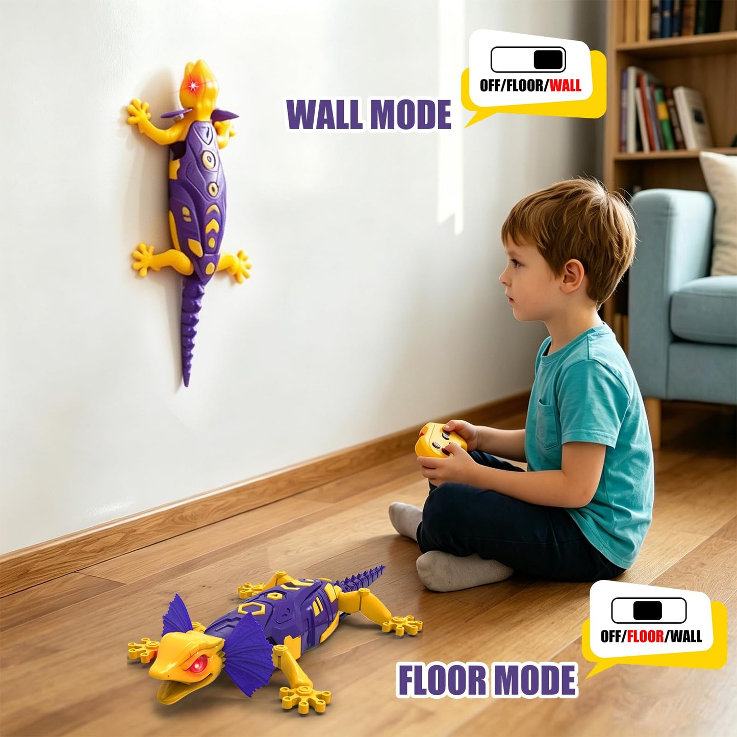 Fistone RC Wall Crawler Gecko, Glow in The Dark Lizard, Rechargeable Remote Control Robot Fun Kids Toys