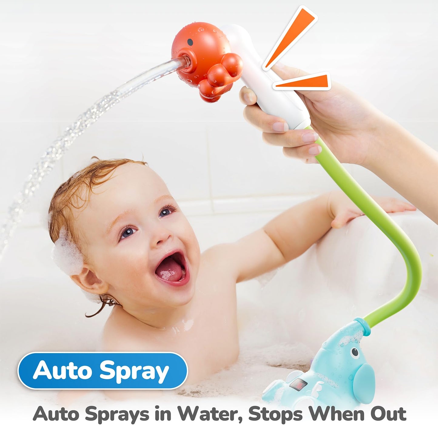 G-WACK Baby Bath Toys Shower Head Sprayer with Water Thermometer for New Borns, Toddlers and Kids | Baby Accessories, and Essentials in Bathtub or Sink | Shampoo Bath Rinser | USB Rechargeable Ⅵ