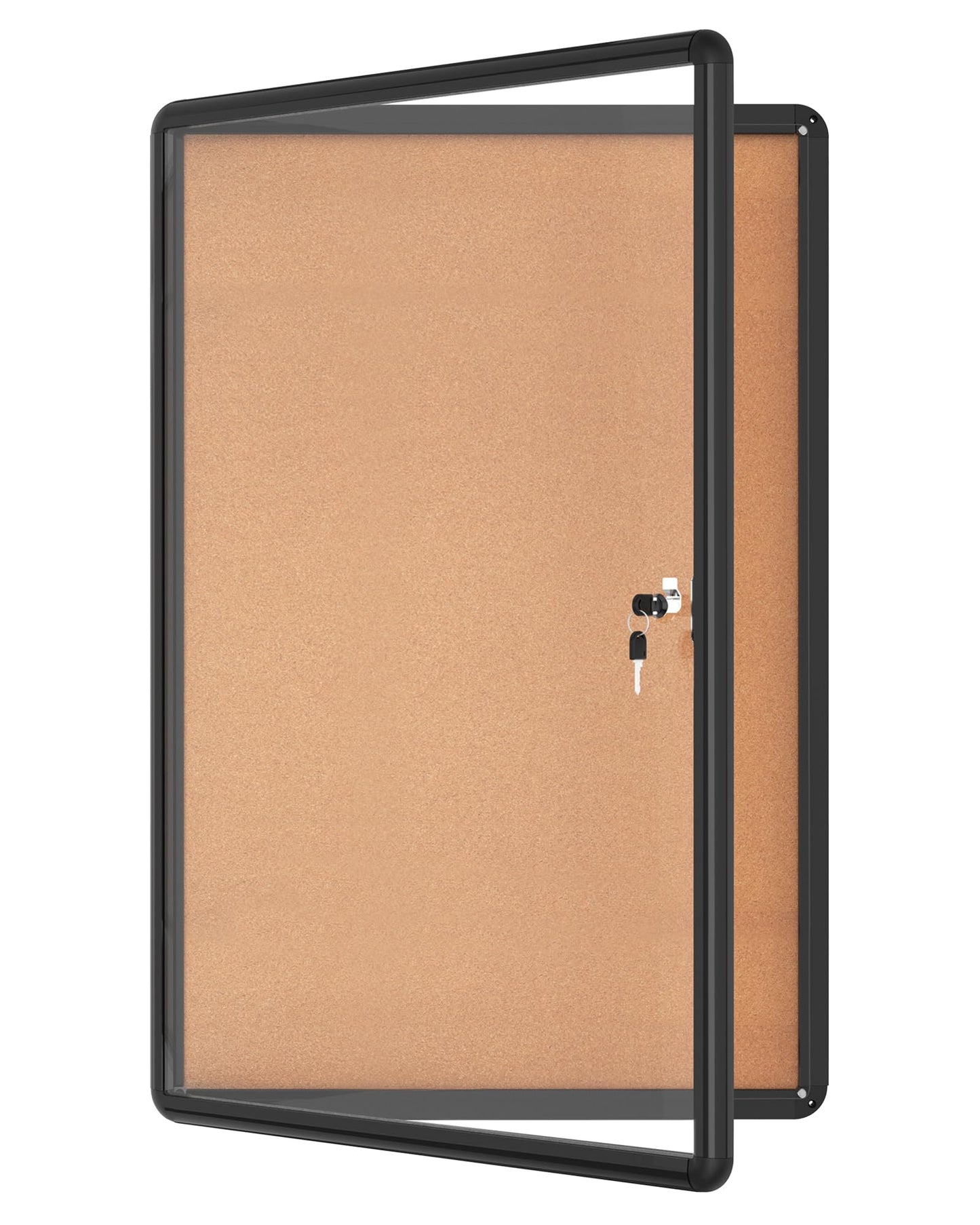 Mifuro 36"x24" Enclosed Bulletin Board, Lockable Weather-Resistant Aluminum Cork Noticeboard for School & Office, Black Frame w/Cork