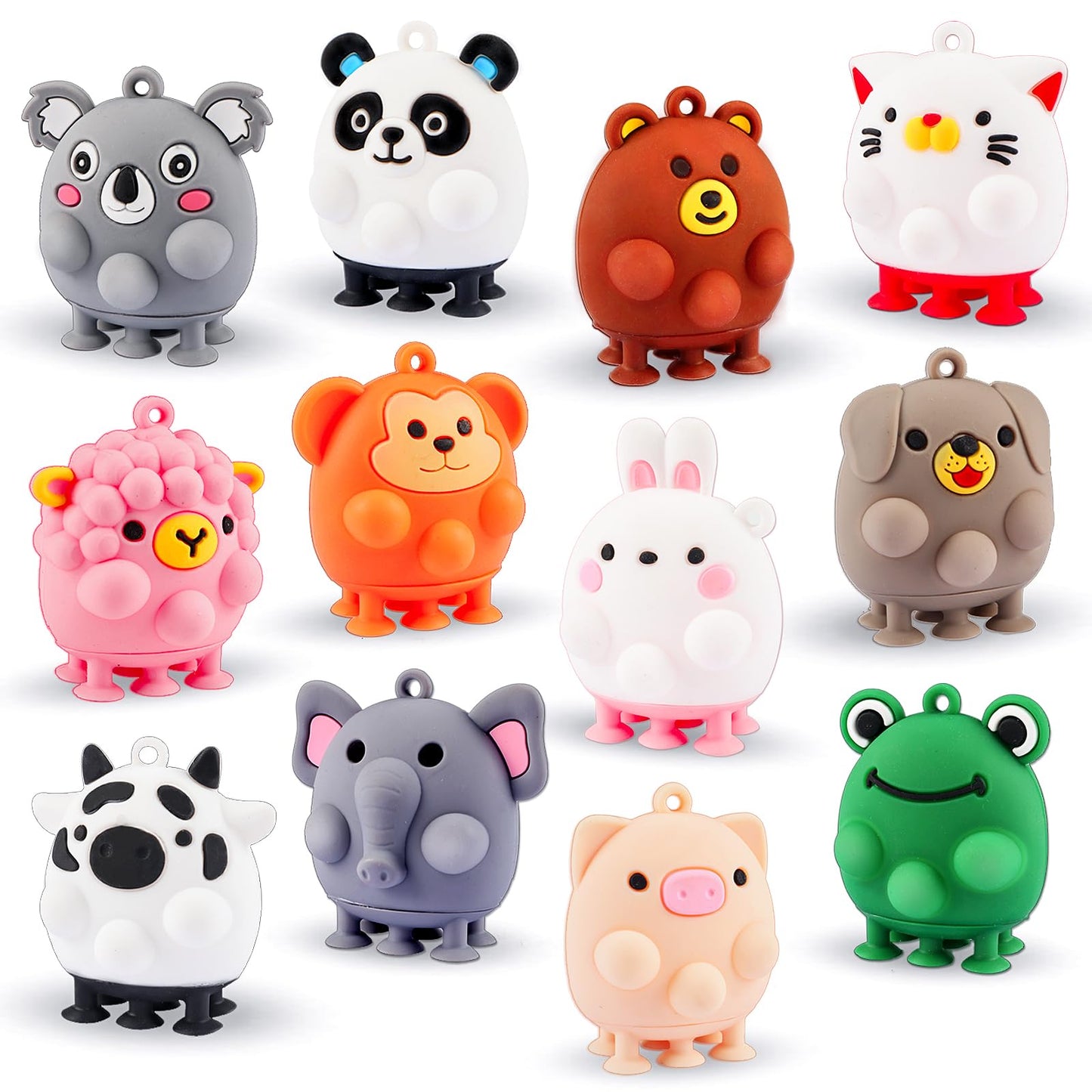 24 PCS Party Favors for Kids, Silicone Animal Pop Fidget Toys with Suction, Birthday Gifts for Boy Girls, Treasure Box Toys, Goodie Bag Stuffers, Prizes for Kids, Pinata Stuffers