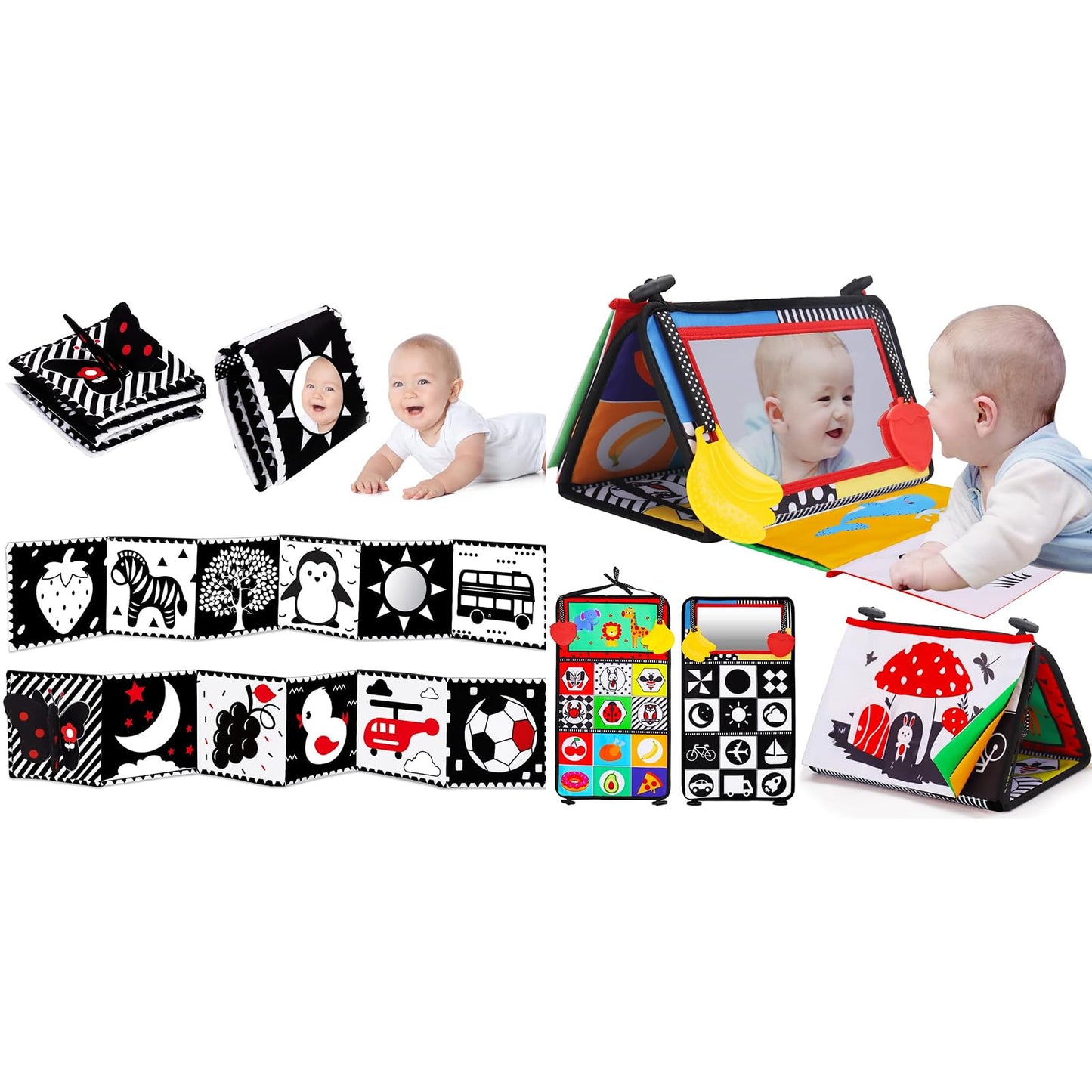 Thremhoo Balck and White High Contrast Toys Baby Mirrors