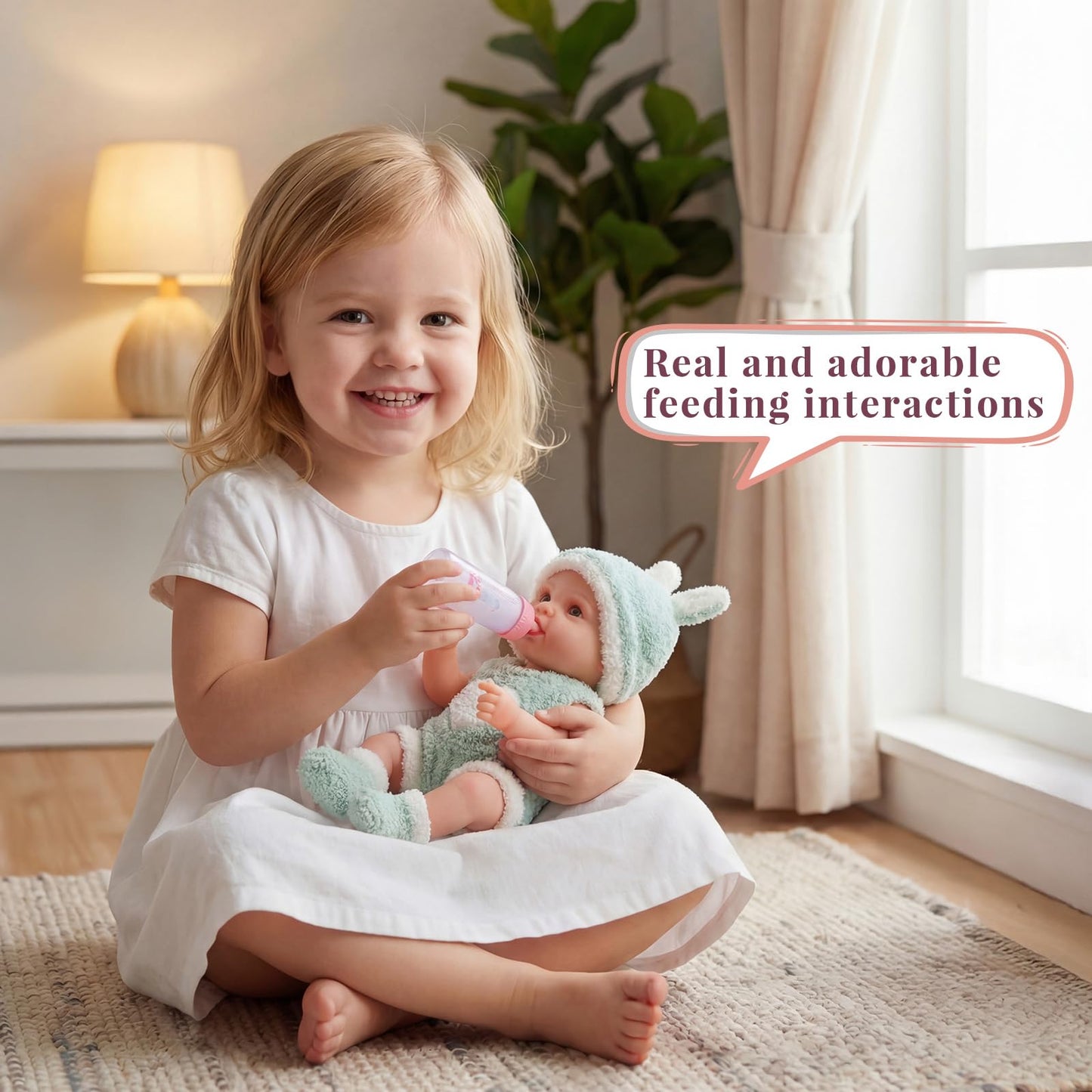 BABESIDE 9pcs Baby Doll Set - 12 Inch Cute Realistic Baby Doll with Includes Various Accessories for 3+ Year Old Girls – Perfect for Pretend Play & Gifts