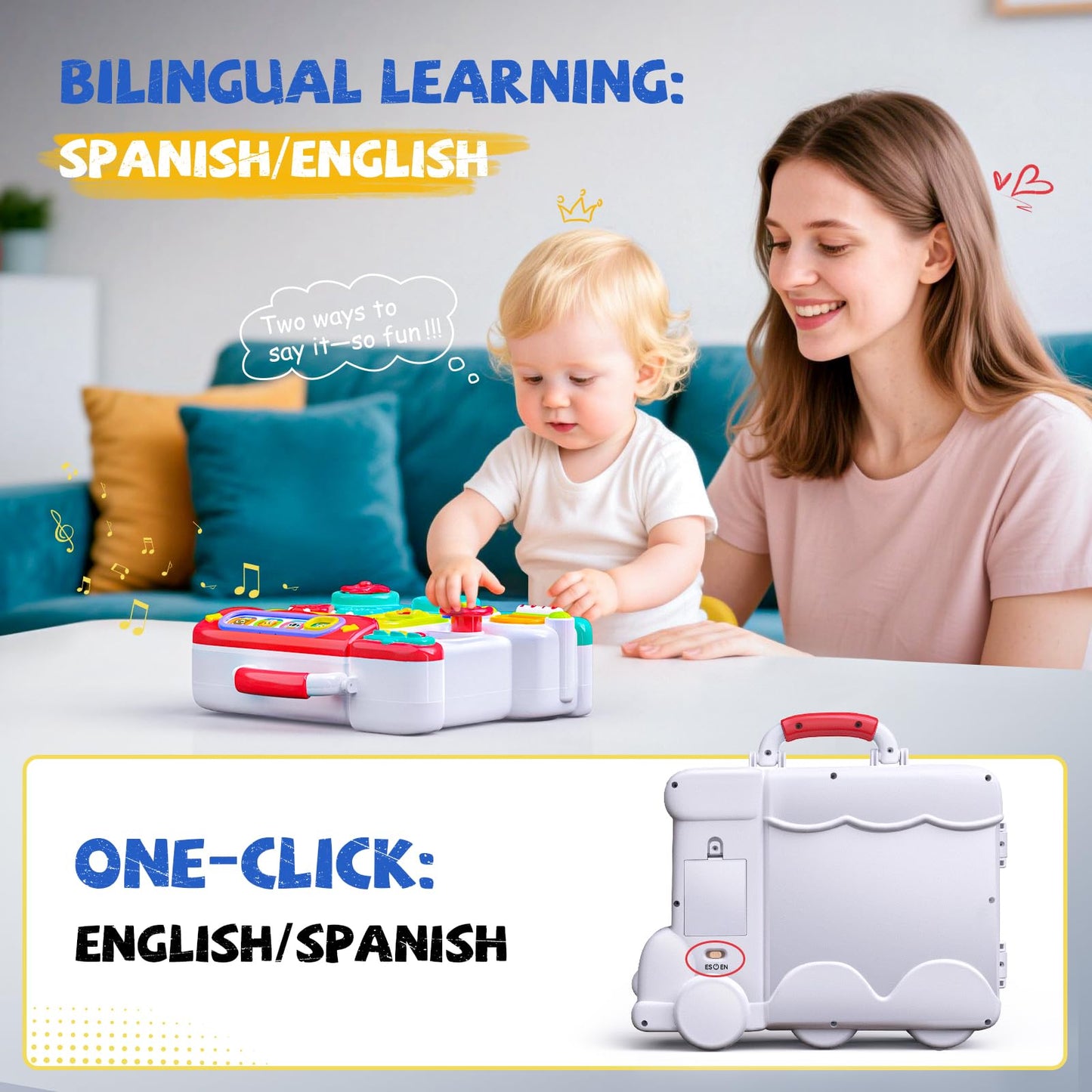 Montessori Busy Board Toys for 1 Year Old Boy, 1 Year Old Boy Birthday Gift, 54-in-1 English & Spanish Baby Busy Board Montessori Toys, Ideals 1st Birthday Gifts Boy, 1 Year Old Boy Toys Gifts
