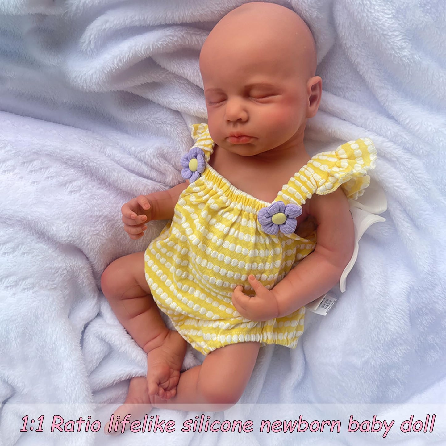 Oppaionaho 20 Inch Loulou Girl Full Body Silicone Reborn Baby Dolls Cute Newborn Baby Doll That Look Real Sleeping Babies (Tan)