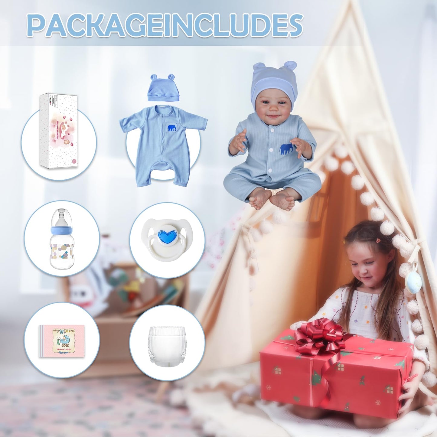 CHAREX Realistic Reborn Baby Boy - 18 Inch Lifelike Newborn Baby Doll with Soft Cloth Body, Handcrafted Weighted Real Life Baby Dolls with Accessories for Kids Age 3+