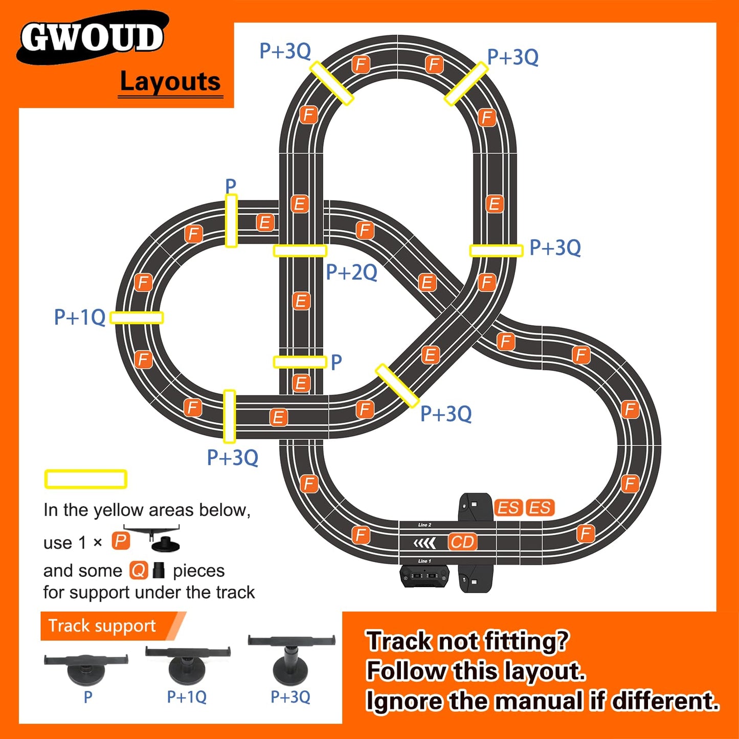 Slot Car Race Track Set with 4 Light-Up Cars, 2 Speed Adjustable Steering Wheel Controllers, 16.7ft Track with Overpass, Lap Counter, Dual Power Mode, Gift for Boys Girls Age 8+