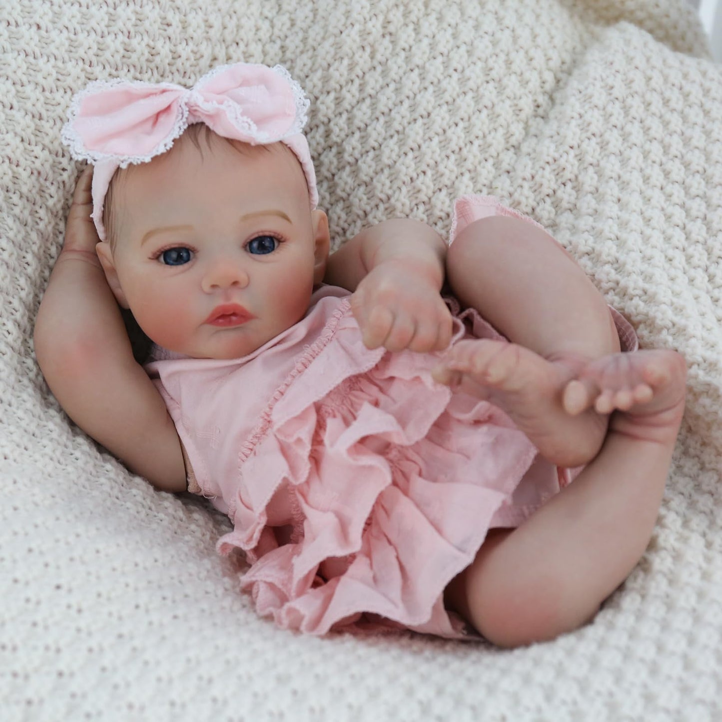 KSBD Realistic Reborn Baby Dolls - 18 Inch Lifelike Newborn Real Life Baby Dolls Girl with Soft Weighted Body, Real Baby Doll Gift Set for Kids Age 3+,Dress