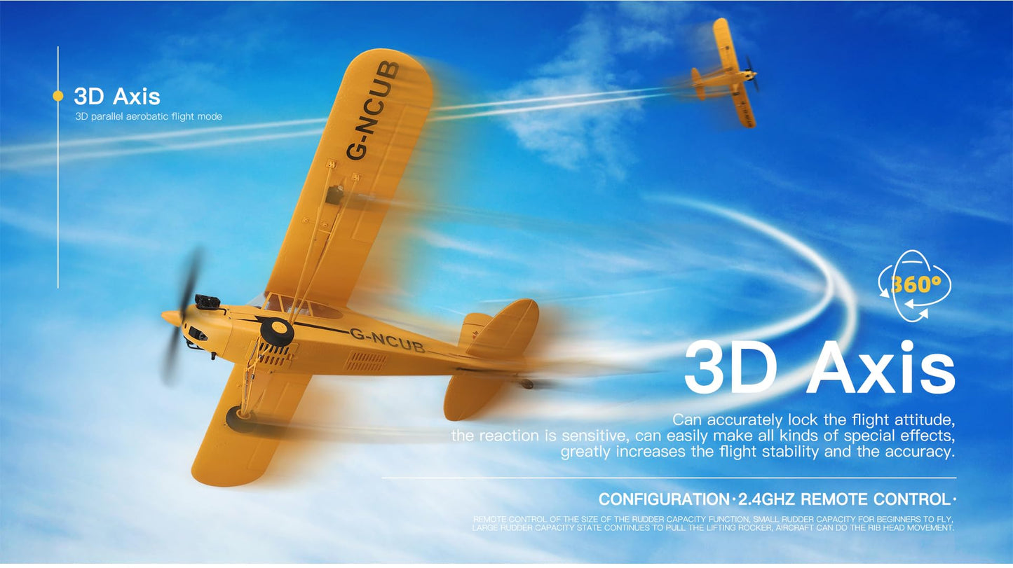 Ssccgym Large Brushless Remote Control Plane XK A160 RC Aircraft Glider J3 6-Axis Gyroscope 5-Channel 3D Stunt Somersault Flight 6 AXIS Gyro 2Batteries for Hobbies Expert 14Y+