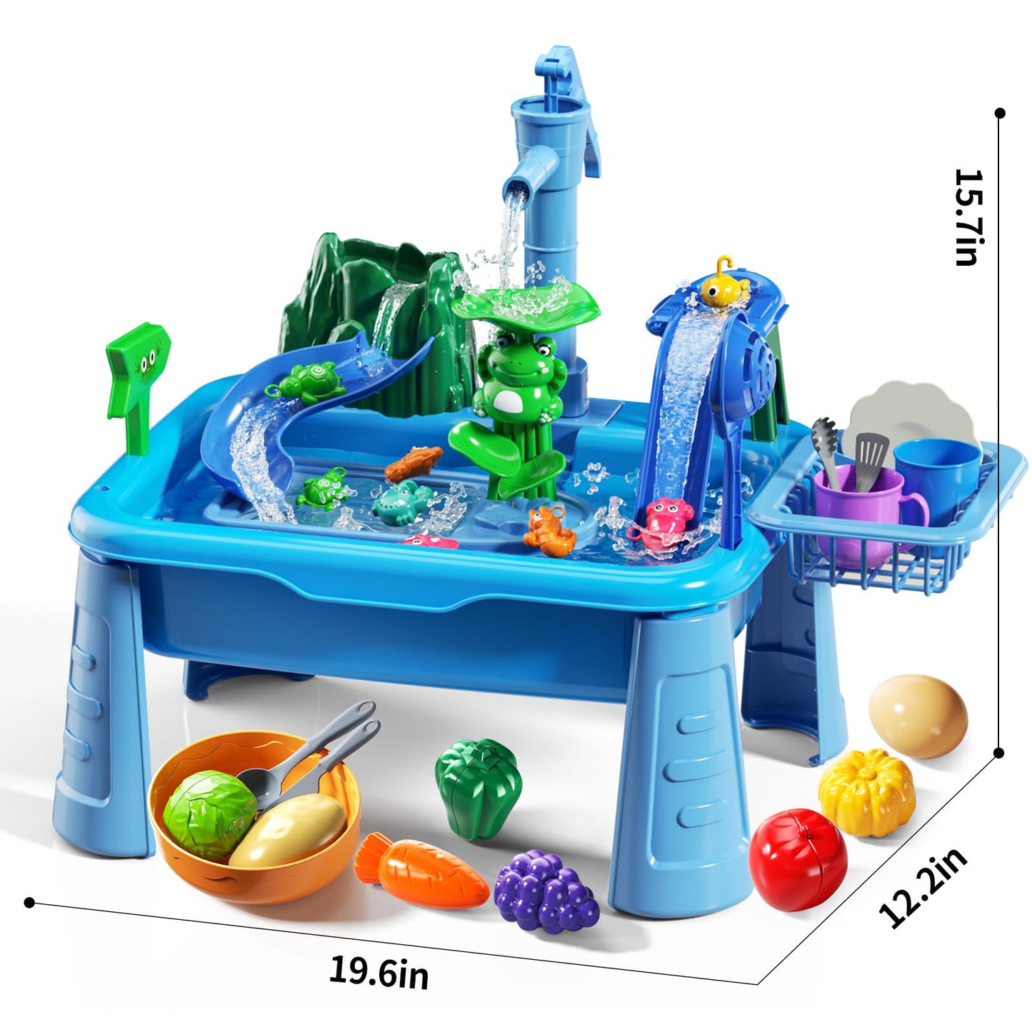 KIZONLY Water Table for Toddlers 1-3- Kids Play Sink with Pump and Running Water, Water Table for Kids Ages 4-8 with Fishing Games, Summer Outside Sensory Gift Toys for Boys and Girls 2 3 4 5 6 7 8