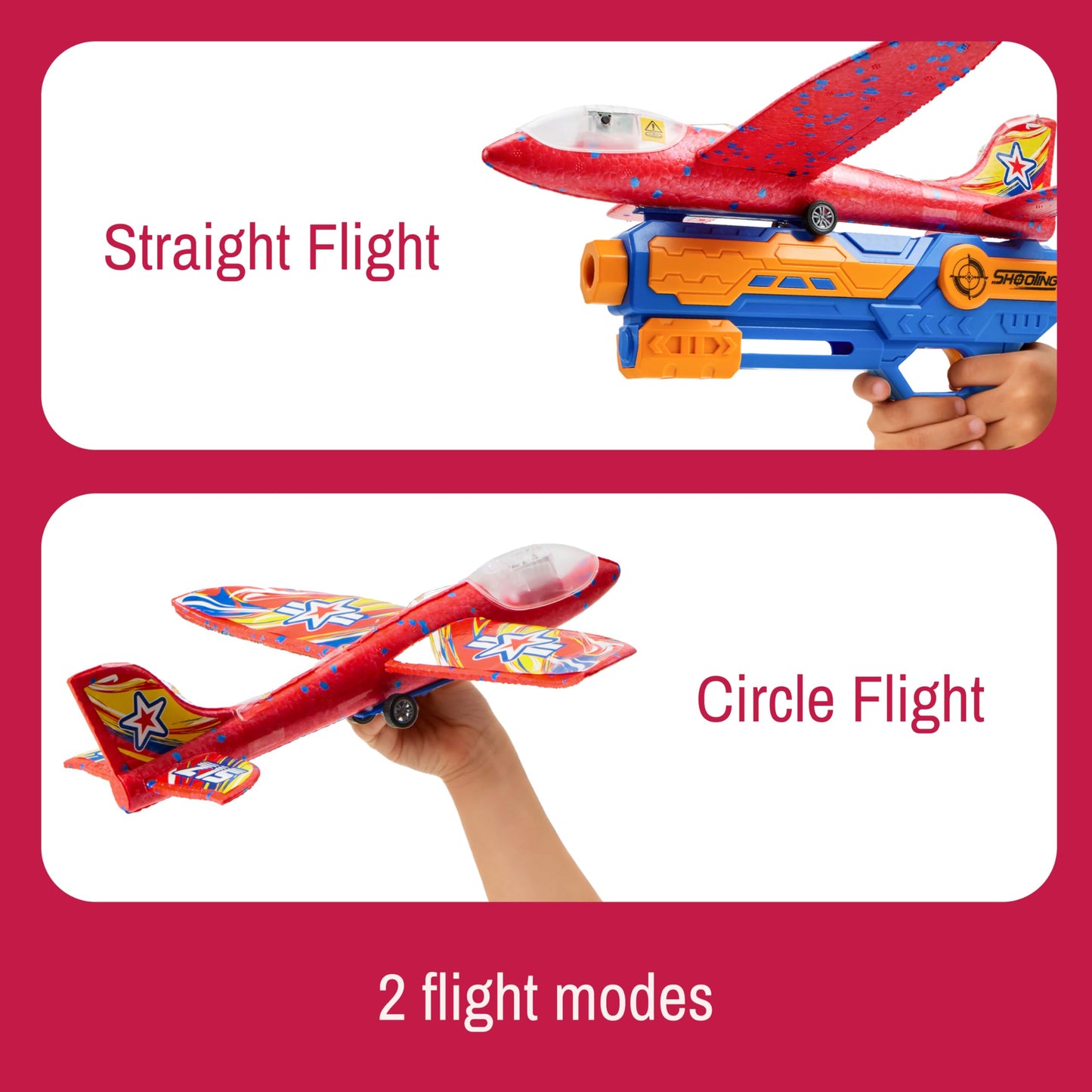 JOYIN 2 Pack LED Foam Glider Airplane Launcher Set, 6 Light-Up Flying Planes with 2 Handheld Launchers, Long Distance Outdoor Flying Game for Teens & Adults (14+)