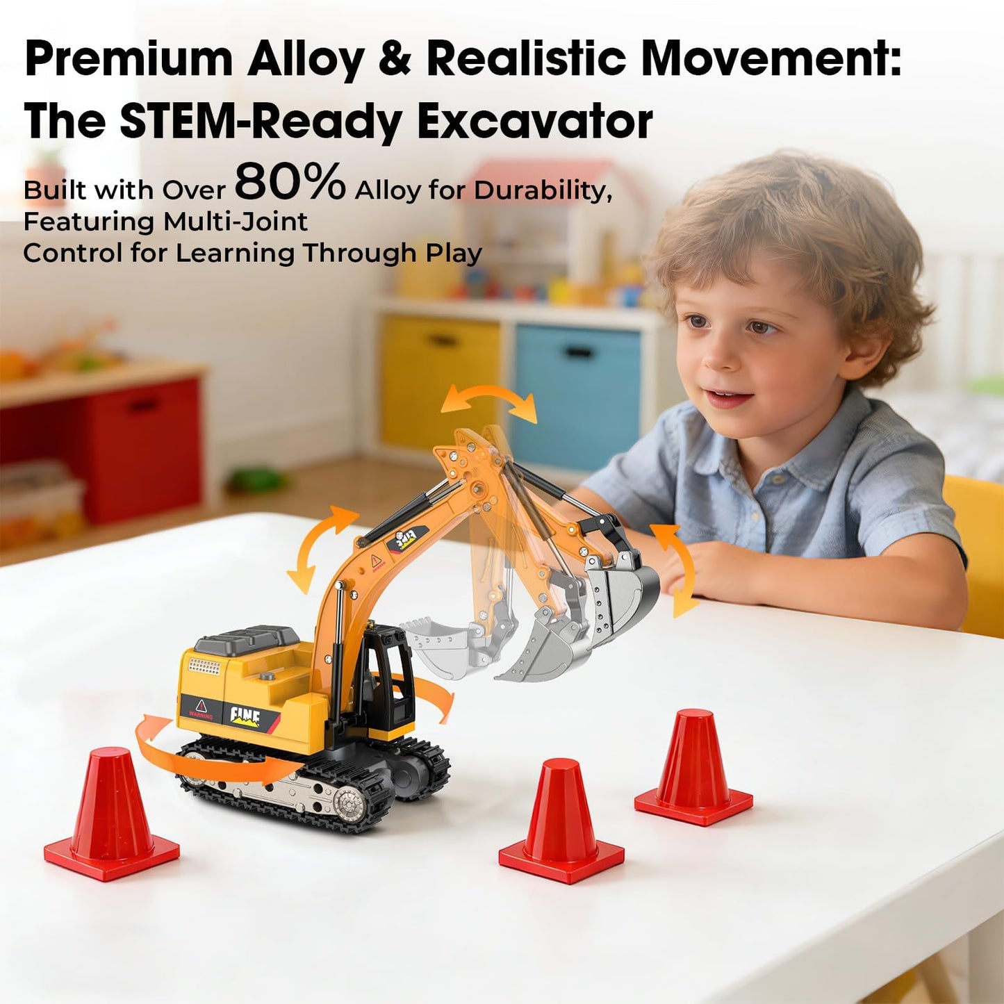DAOGU Remote Control Excavator Toy,1:64 mini RC Construction Vehicle Toys, STEM Tools for Learning Programming for Boys 3 4 5 6 7 8-12 Year Old Kids Christmas Birthday Gift (mini Excavator)