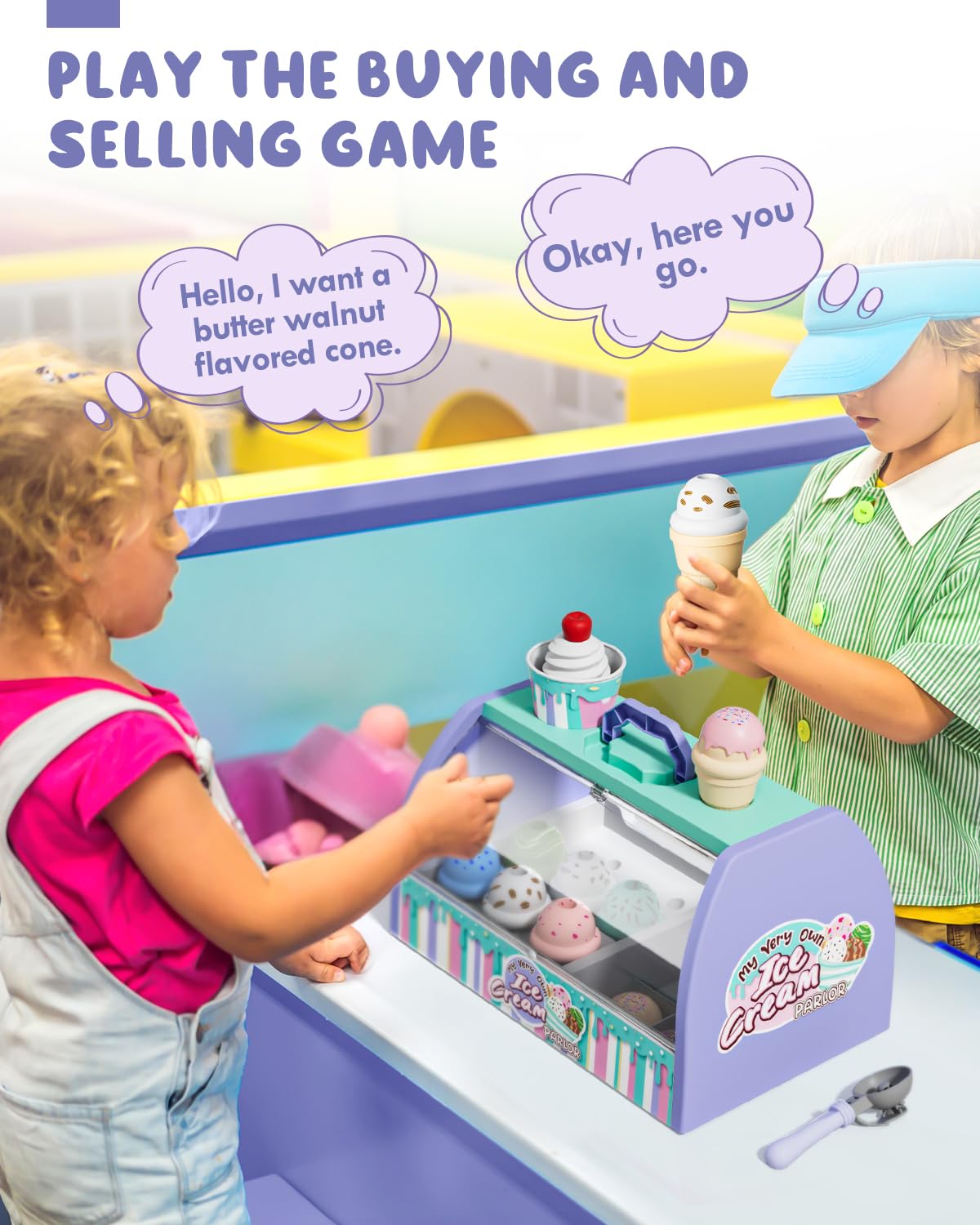 Lehoo Castle Ice Cream Toys for Toddlers 3-5, Toys for 3 4 Year Old Girls, Play Ice Cream Counter Shop Playset for Kids, Gift for Girls Boys 3 4 5 6 Year Old
