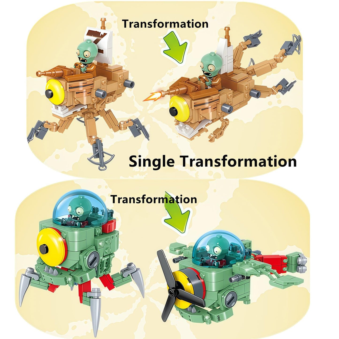 JHESAO 1 PCS Plants and Zombies Toys Assembly Action Figures PVZ Assemblable Toys Set 1 2 Series Great Gifts for Kids and Fans,Birthday and Christmas Party New