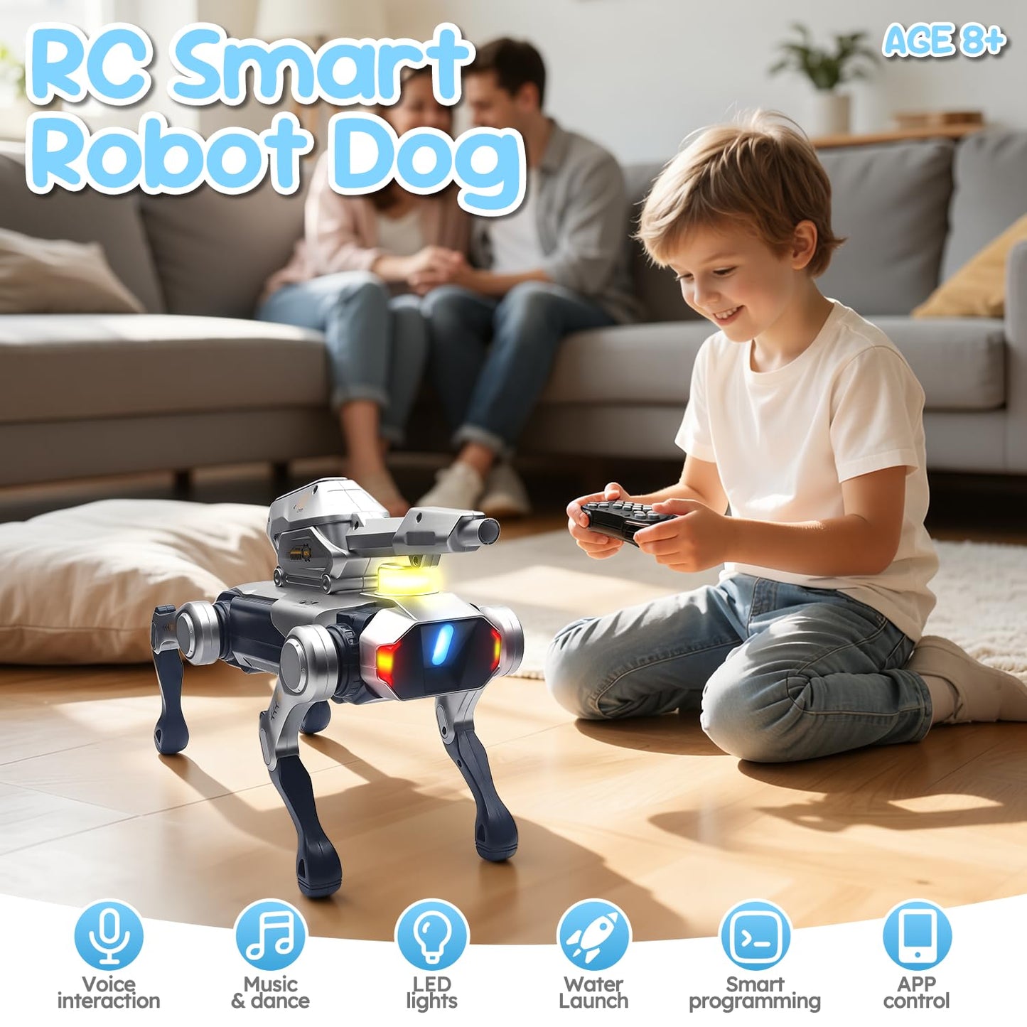 Smart Robot Dog,Interactive STEM Pet Toys with Blaster oice & Remote Control, App Programming,Lifelike Actions,Bionic Walking,Programmable Play Birthday Gifts for Boys Girls