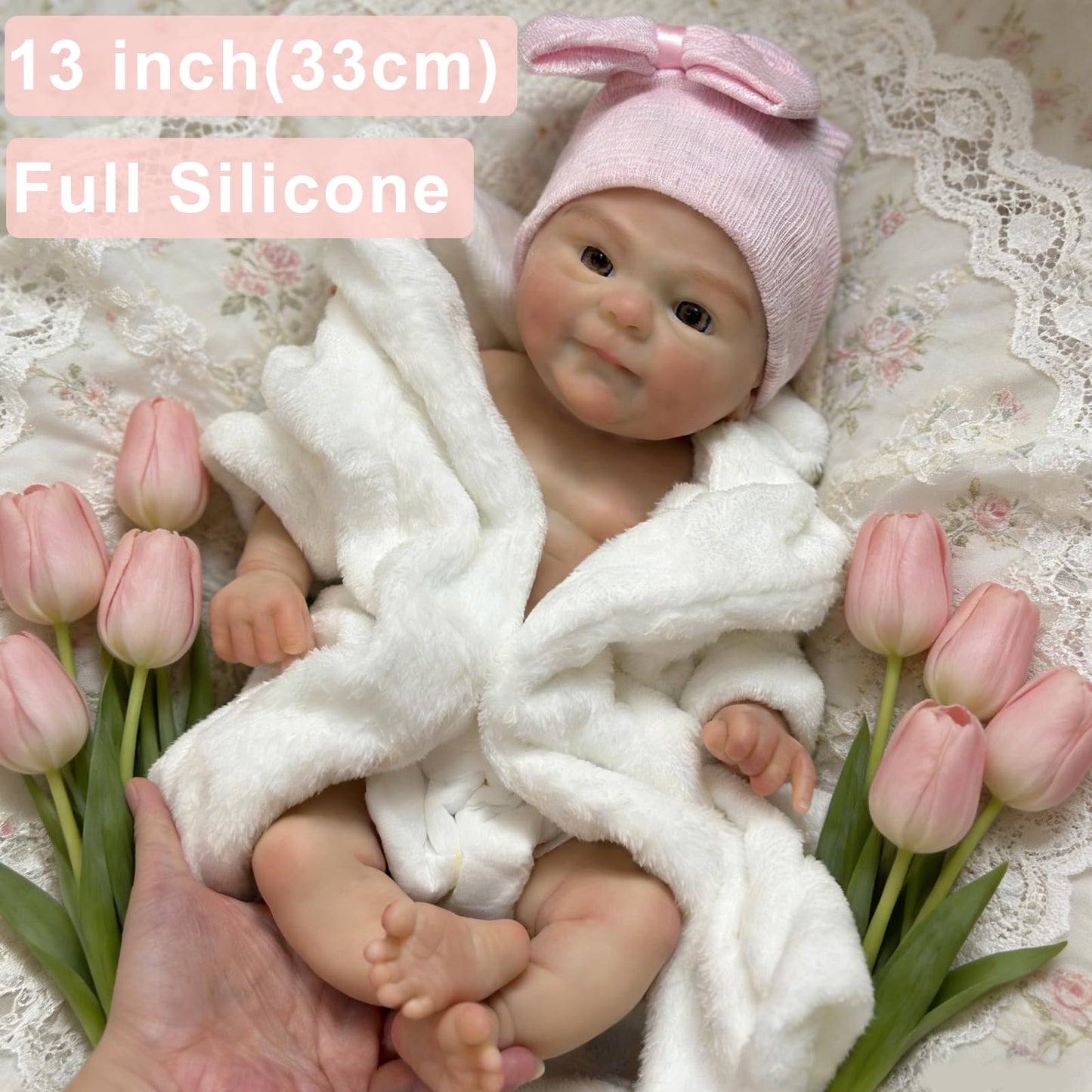 Ceuryee 13 Inch Silicone Baby Doll Full Body Girl Real Life with Clothes and Bottles for Kids