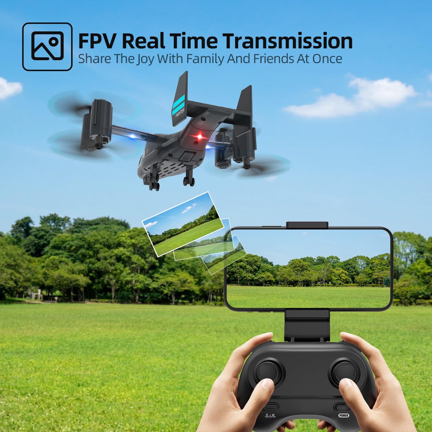 LMRC LM19-A Drone with HD Camera for Beginners, WiFi Live Video Remote Control Airplane, Easy & Ready to Fly RC Plane, RC Quadcopter Gift Toy for Boys, Girls age 14& Adults, 2 Batteries (Dark Blue)