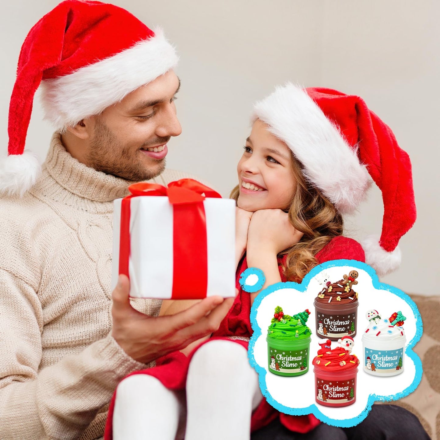 Christmas Slime Stocking Stuffers for Kids 4 Pack, Funny Xmas Toys Gifts Party Favors Supplies for Toddler Boys Girls, Holiday Classroom Game Prizes Basket Goodie Treat Bag Fillers Stuff for Teens