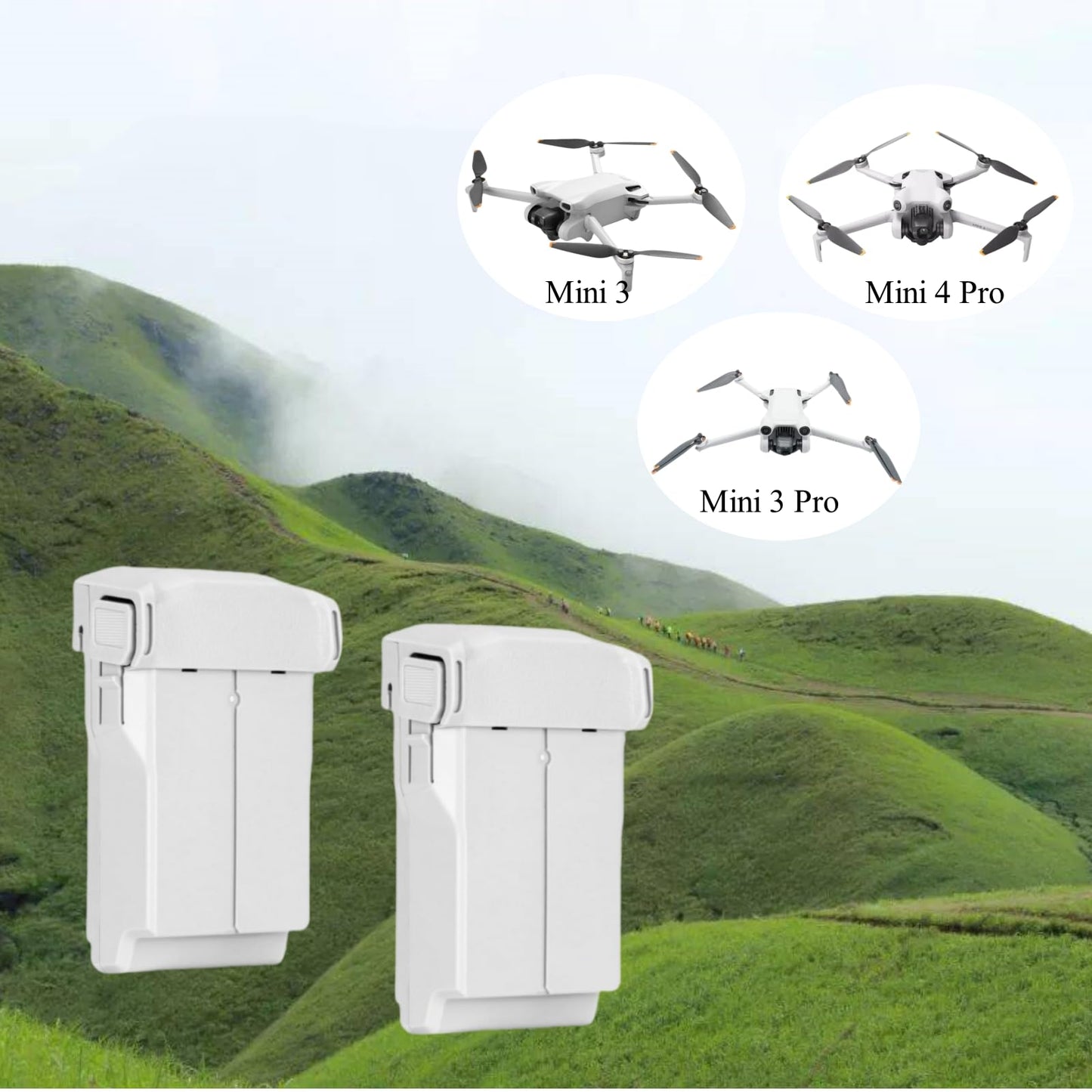 Taoke 2 Pack Intelligent Flight Battery for Mavic Mini 4 Pro /3/3 Pro Drone Battery 3850mAh, Accessories Batteries for Mini 3/Pro/ 4 Pro, 47 Minutes Flight Time
