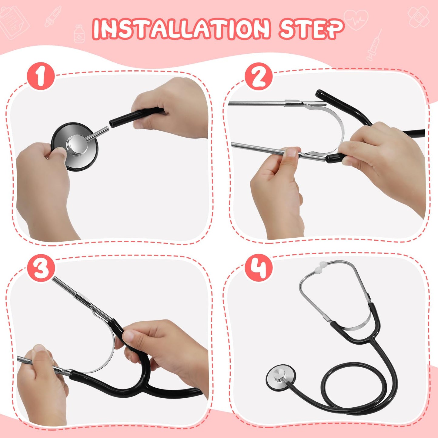 ERDOGLY Kids Stethoscope Toy, 2 Pack Real Working Nursing Stethoscope for Kids, Toy Medical Kit for Toddler, Boys, Girls Doctor Nurse Cosplay Costume Accessories