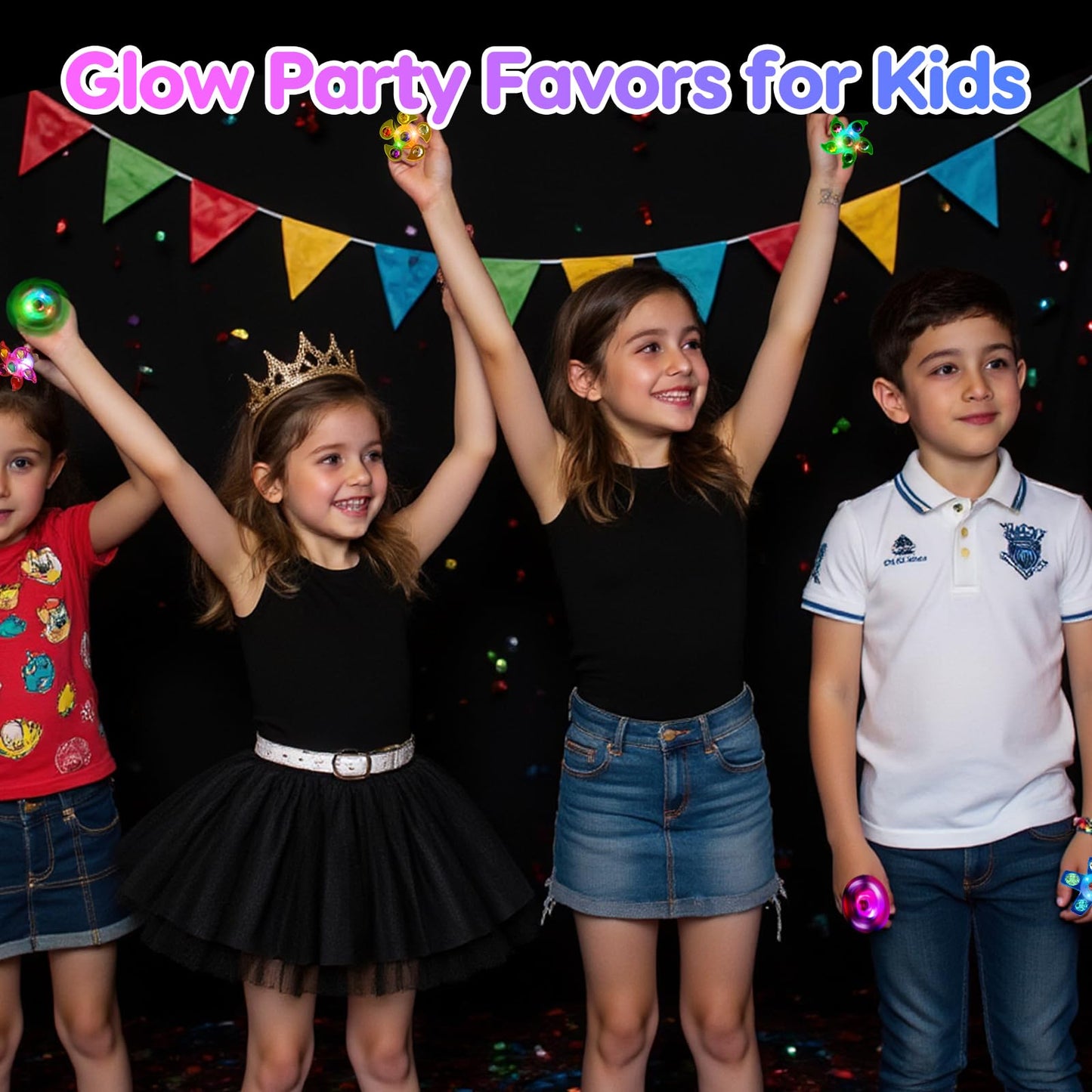 24PCS LED Light Up Fidget Spinner Rings Glow Party Favors Bulk for Kids 4-8 8-12 Summer Goodie Treat Bags Stuffers Pinata Fillers Carnival Prizes Classroom Treasure Box Toys Birthday Return Gifts
