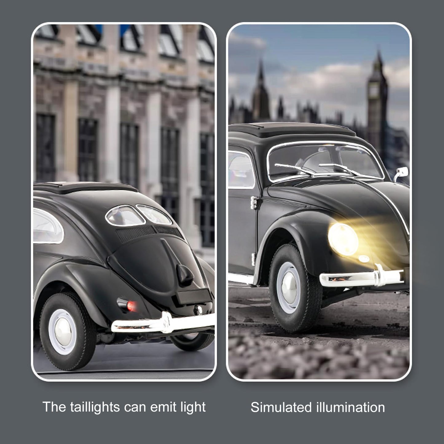 Kodbiby Remote Control Car, 1:16 Scale Classic Beetle 1950 Model Toys Car for Teens, 2.4GHz 4CH RC Car Rear Wheel Drive with LED Ligjhts and Rechargeable Battery, Birthday for Teens Adults
