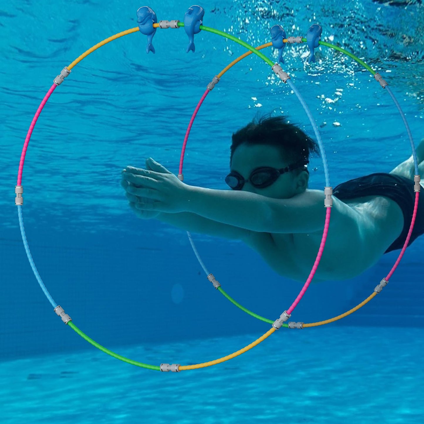 Pool Toys for Kids, 2-Pack Underwater Sports Swim Thru Rings for Kid, Ideal Pool Games Swiming Rings Toy for Boys/Girls Aged 5, 6, 7, 8, 9, 10, 11,12