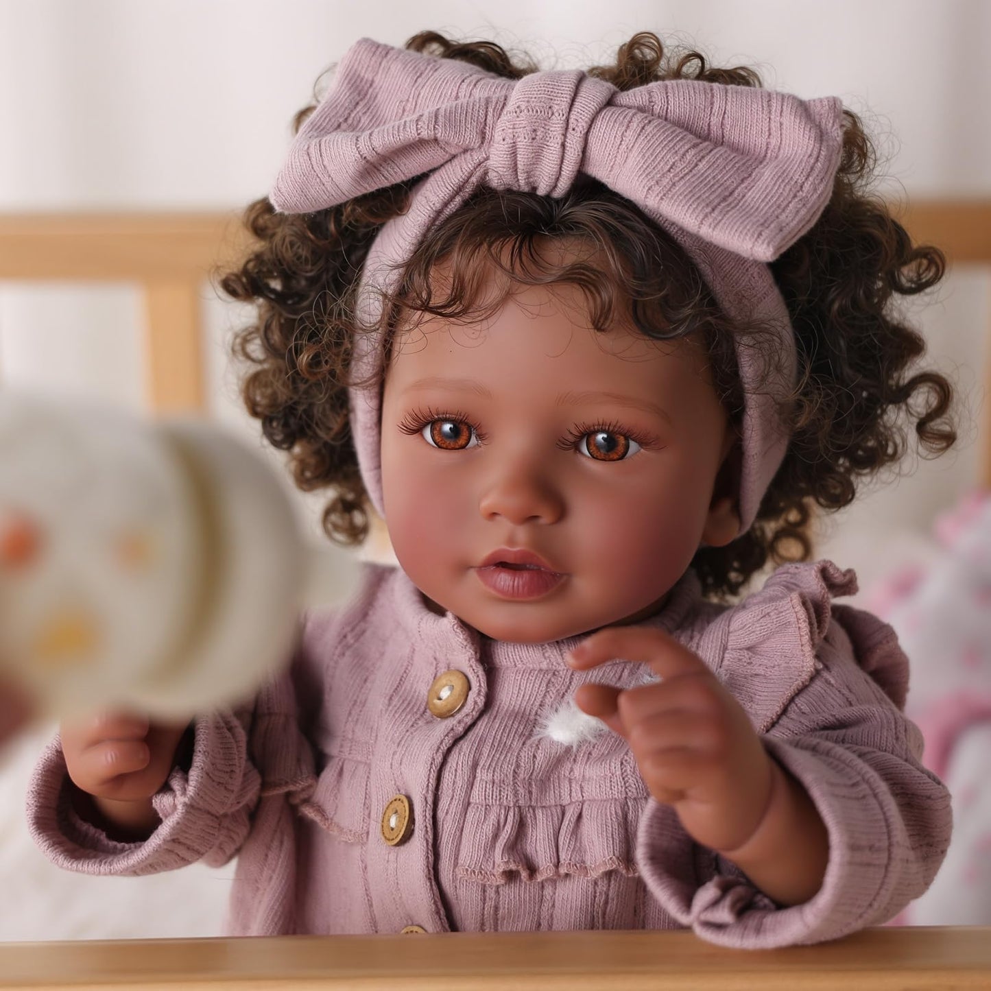 BABESIDE Reborn Baby Dolls Black Girl Callie - 20 Inch Soft Body Realistic Baby Doll Handmade Real Life Baby Dolls with Clothes and Toy Gift for Kids Age 3+