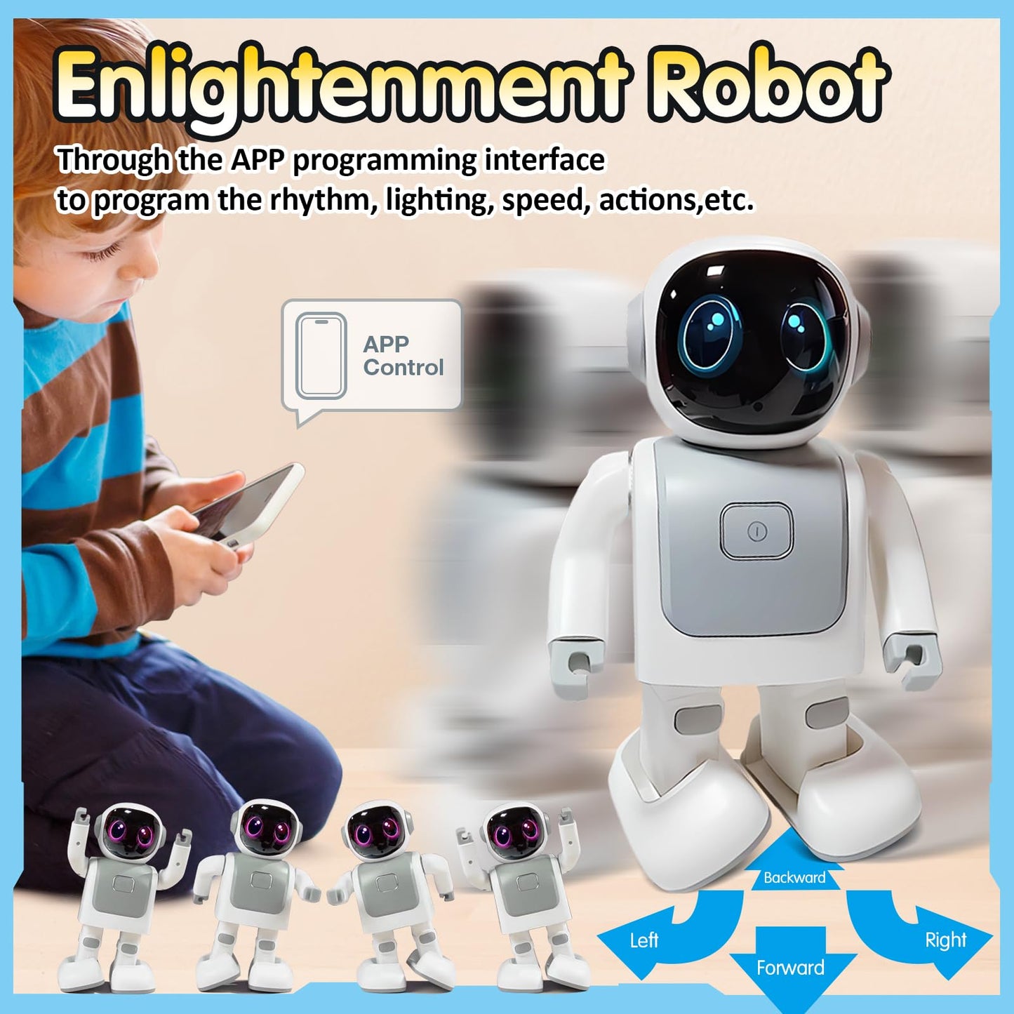 Gsou Dancing Robot Speaker Toys for Kids & Adults, Portable Dancing Bluetooth Speaker with LED Lights, Intimate Companion, Programmable Interactive Robot Toys with iOS & Android APP Remote