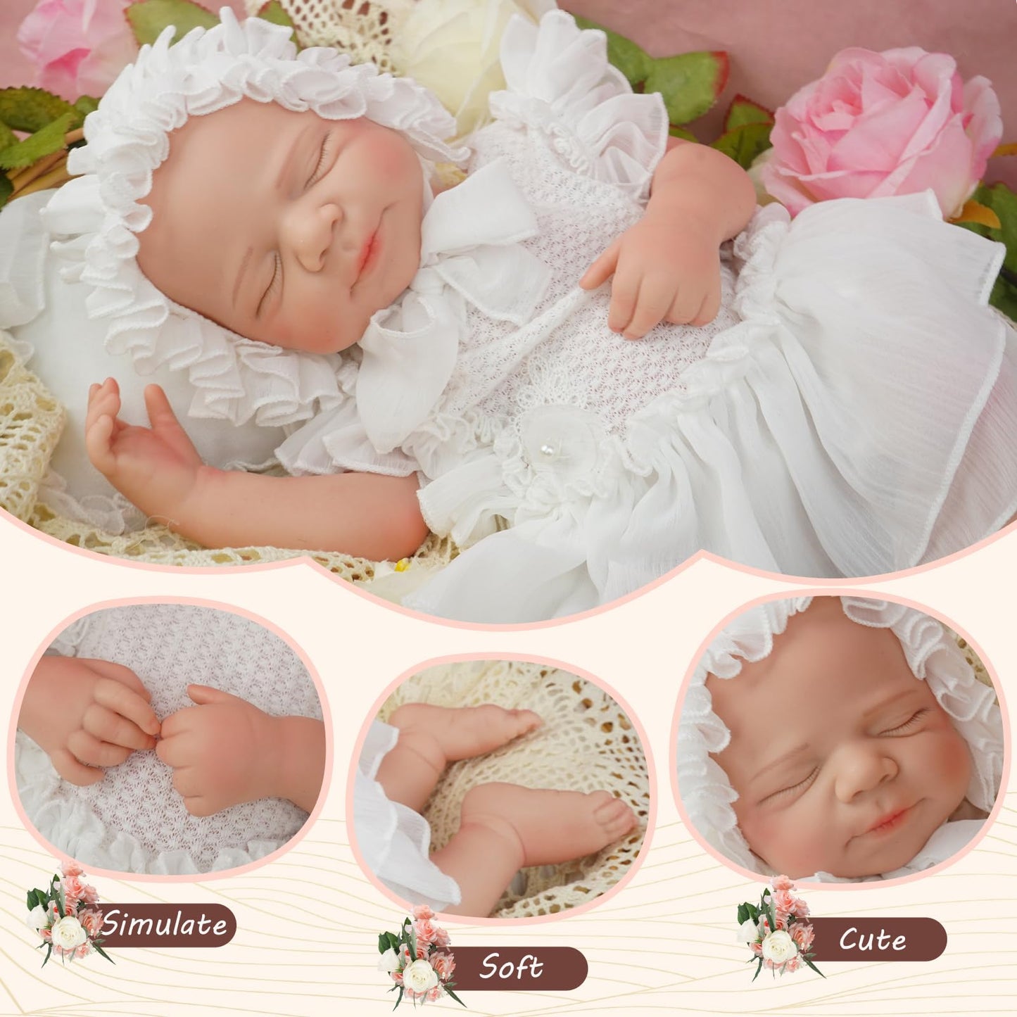 YaLuoQian Full Silicone Reborn Baby Doll, 20 Inch Lifelike Newborn Girl, Reborn Baby Dolls Silicone Full Body Sleeping for Therapy & Memory Keepsake