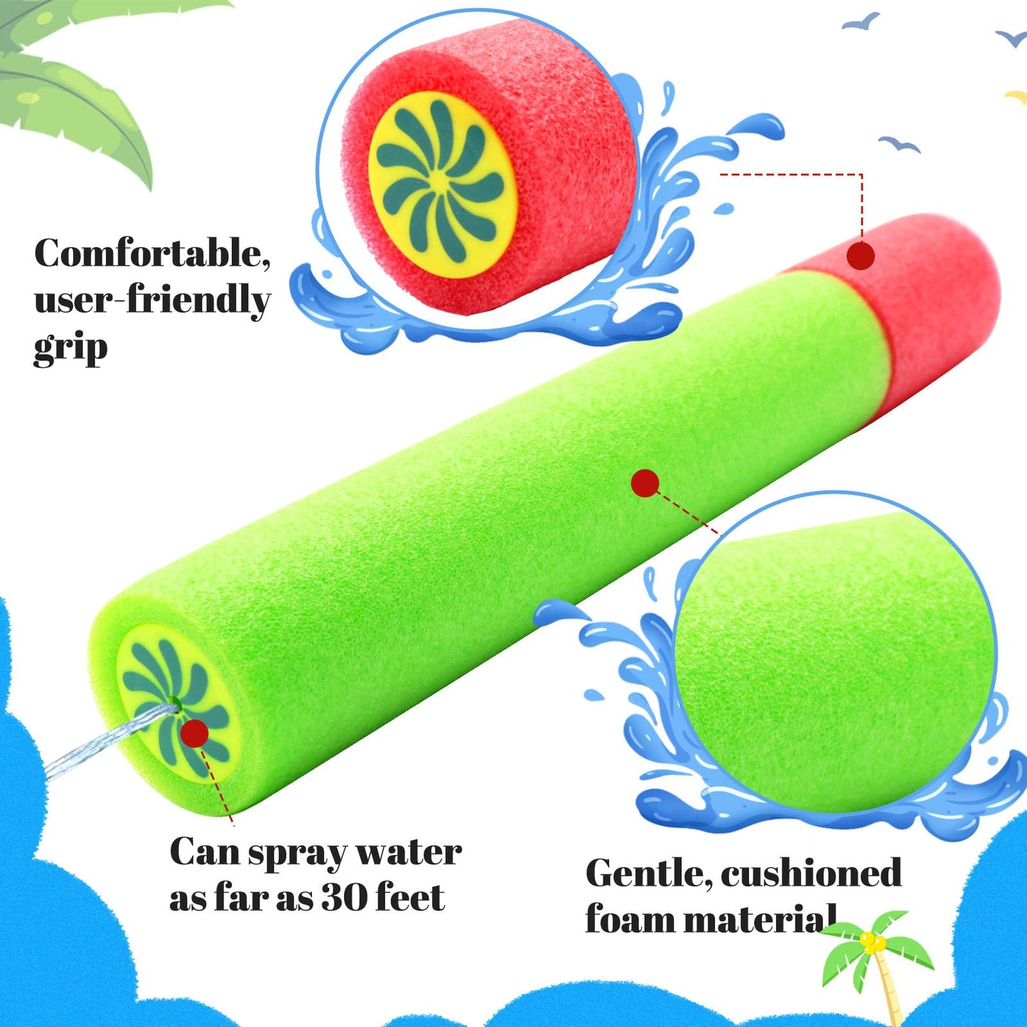 24 Pcs Water Squirter for Kids, Water Blaster Soaker Guns Foam Water Guns Pool Toys Outdoor Beach Swimming Pool Summer Water Fighting Toys for Adult Toddlers Kids