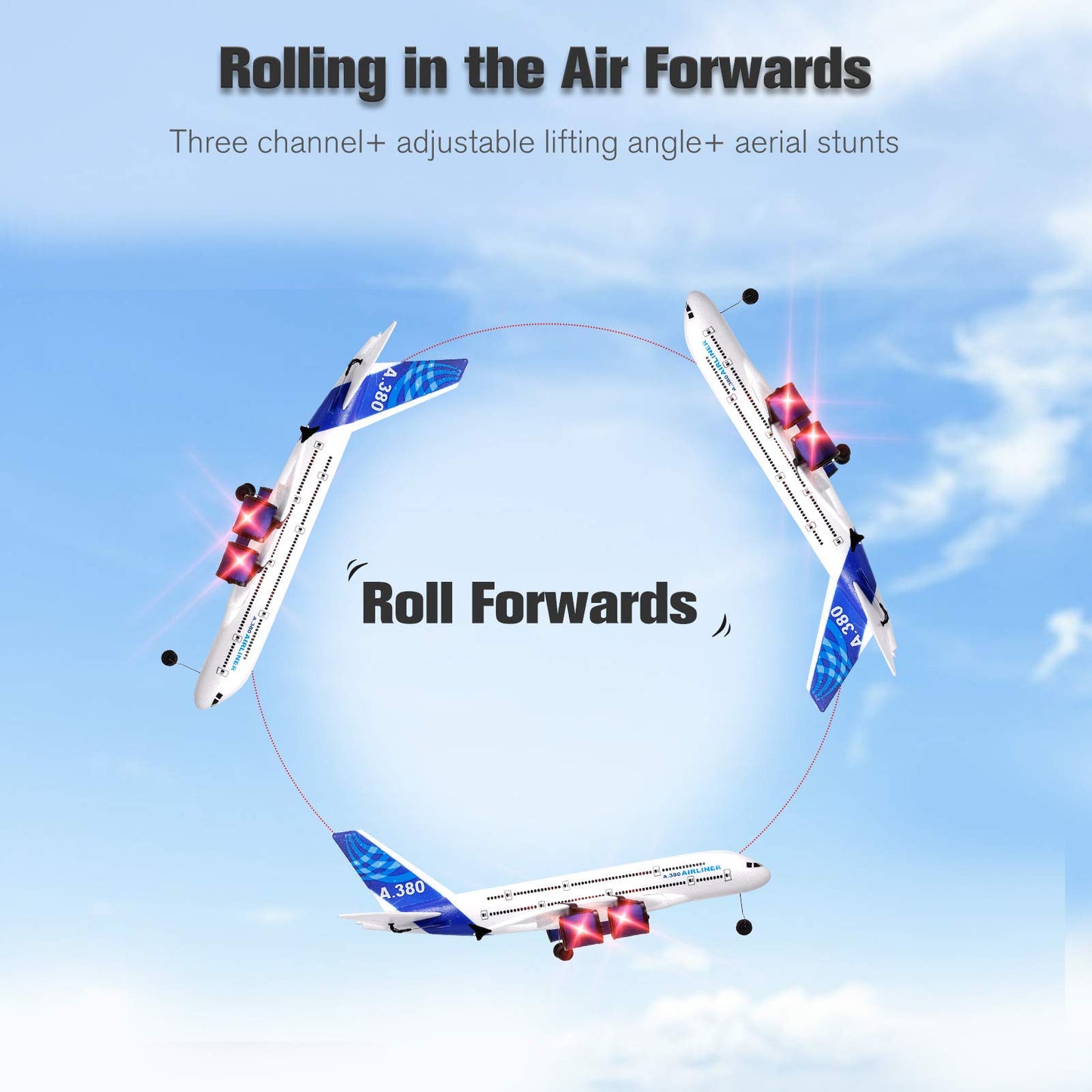 GoolRC A380 RC Airplane, 2.4G 3CH Remote Control Airplane, Easy to Fly RC Plane for Beginner, EPP Foam Fixed Wing Aircraft Glider Model Toys with 3 Batteries for Adults
