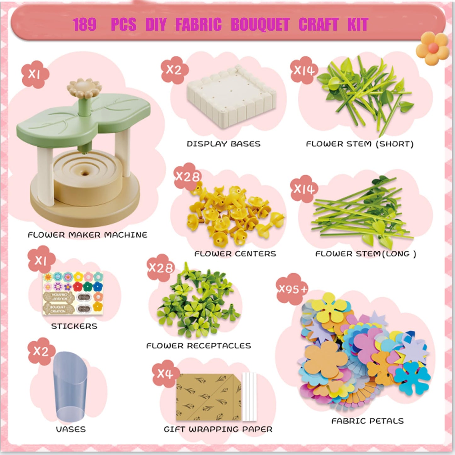 Flower Bouquets Toys,DIY Craft Kits Toys for Girls-Flowers Market Toy,Build Your Flower Bouquet,Arts & Crafts for 4+ Year Teen Girl, Educational Activity Preschool,Christmas Stocking Stuffers Gifts