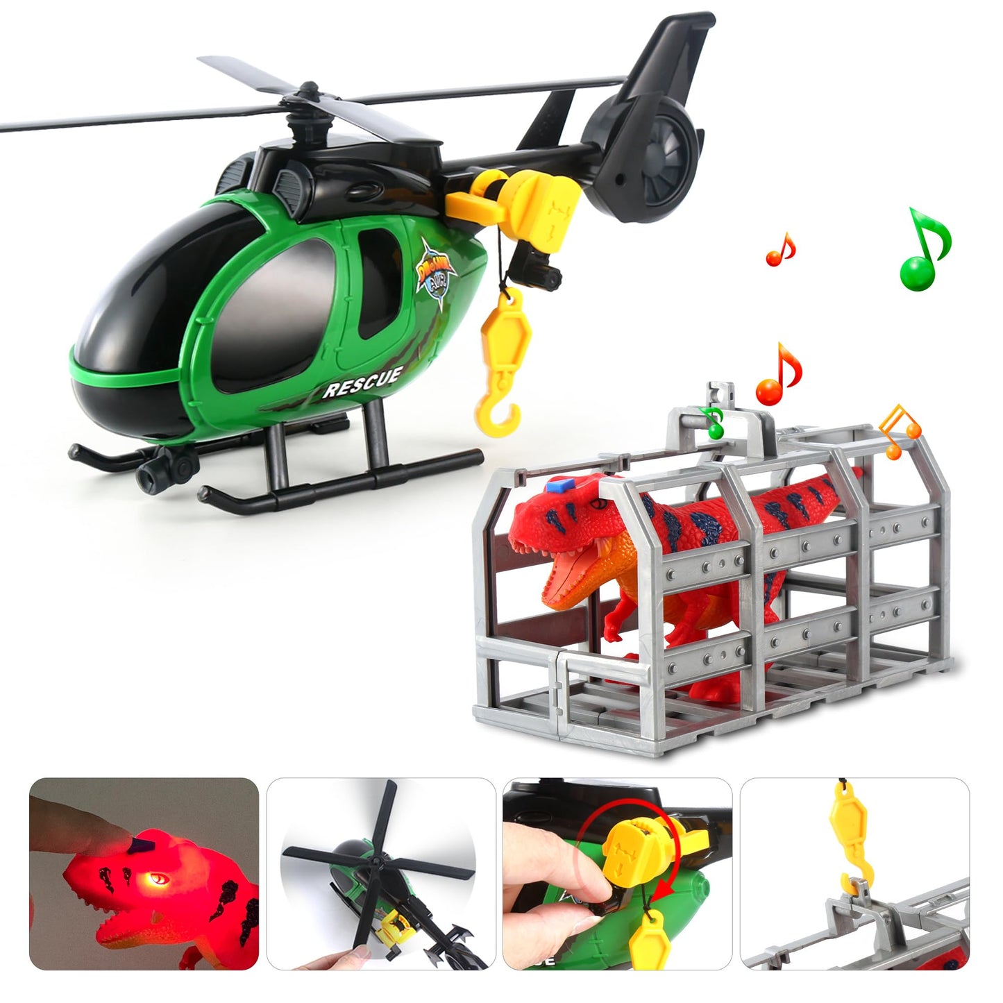 Dwi Dowellin Carrier Truck Kids Toys,25.6" Semi Truck Toy with Helicopter and Dinosaurs,Gifts for Age 3 4 5 6+ Years Old Boys Girls