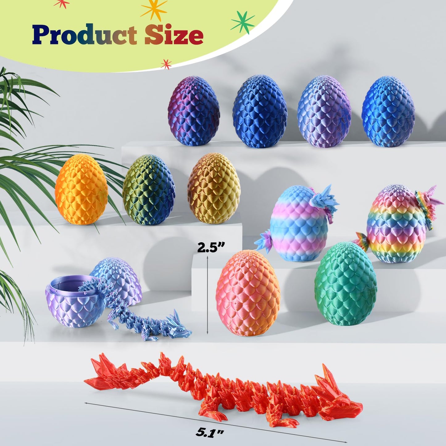 EIMONEY Advent Calendar 2026,24PCS 3D Printed Dragon Eggs with Dragon Inside,Movable Dragon Realistic Slithering Design,3D Printed Dragon Toy, for Adults and Kids(24PCS-Multicolor)