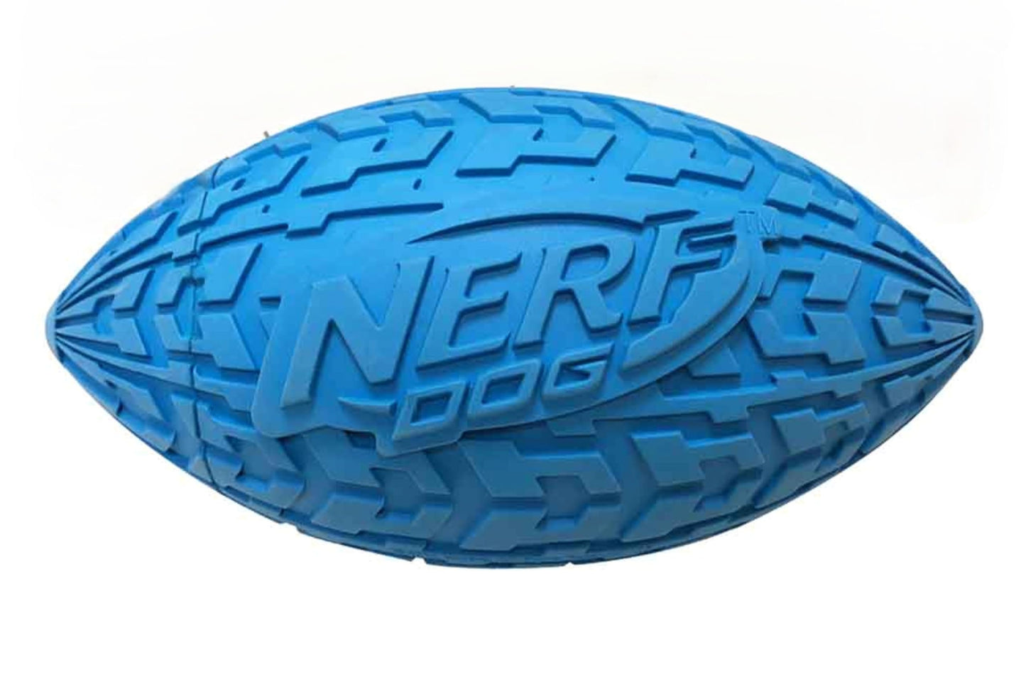 Nerf Dog Tire Squeak Football Outdoor Dog Toy, 6 Inch Dog Football Squeaking Toy for Medium and Large Breeds, Blue