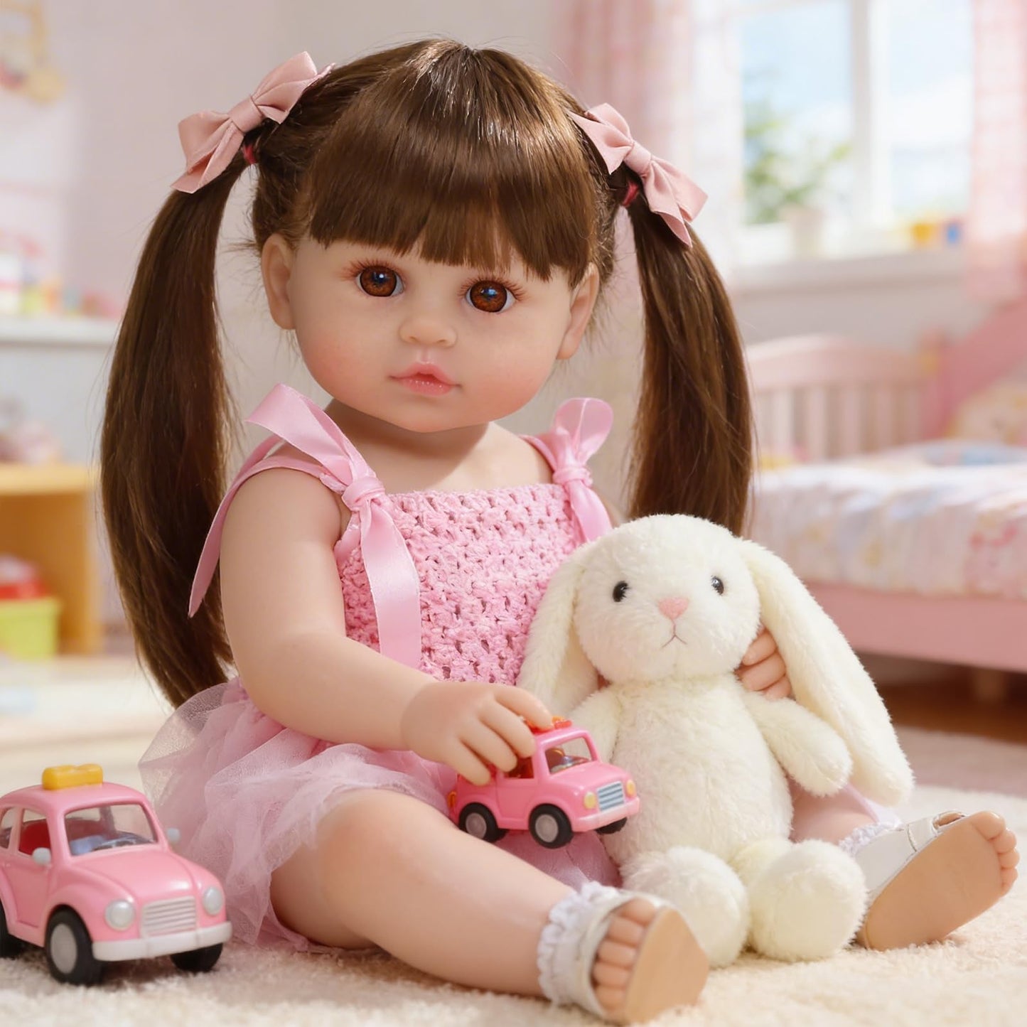 SCOM Lifelike Reborn Dolls Girl -20 Inch Realistic Baby Doll Newborn Baby Dolls，Lifelike Baby Doll Silicone Toddler Clothes Gift Set for Age 3+