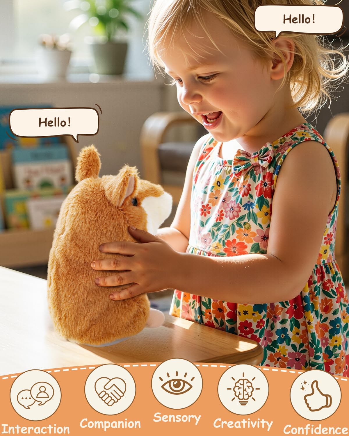 Ayeboovi Toddler Toys Talking Hamster Repeats What You Say, Kids Toys for 2 3 4 5 6 7 8 Year Old Girls Boys Birthday Gift, Stuffed Animals Interactive Learning Autism Toy