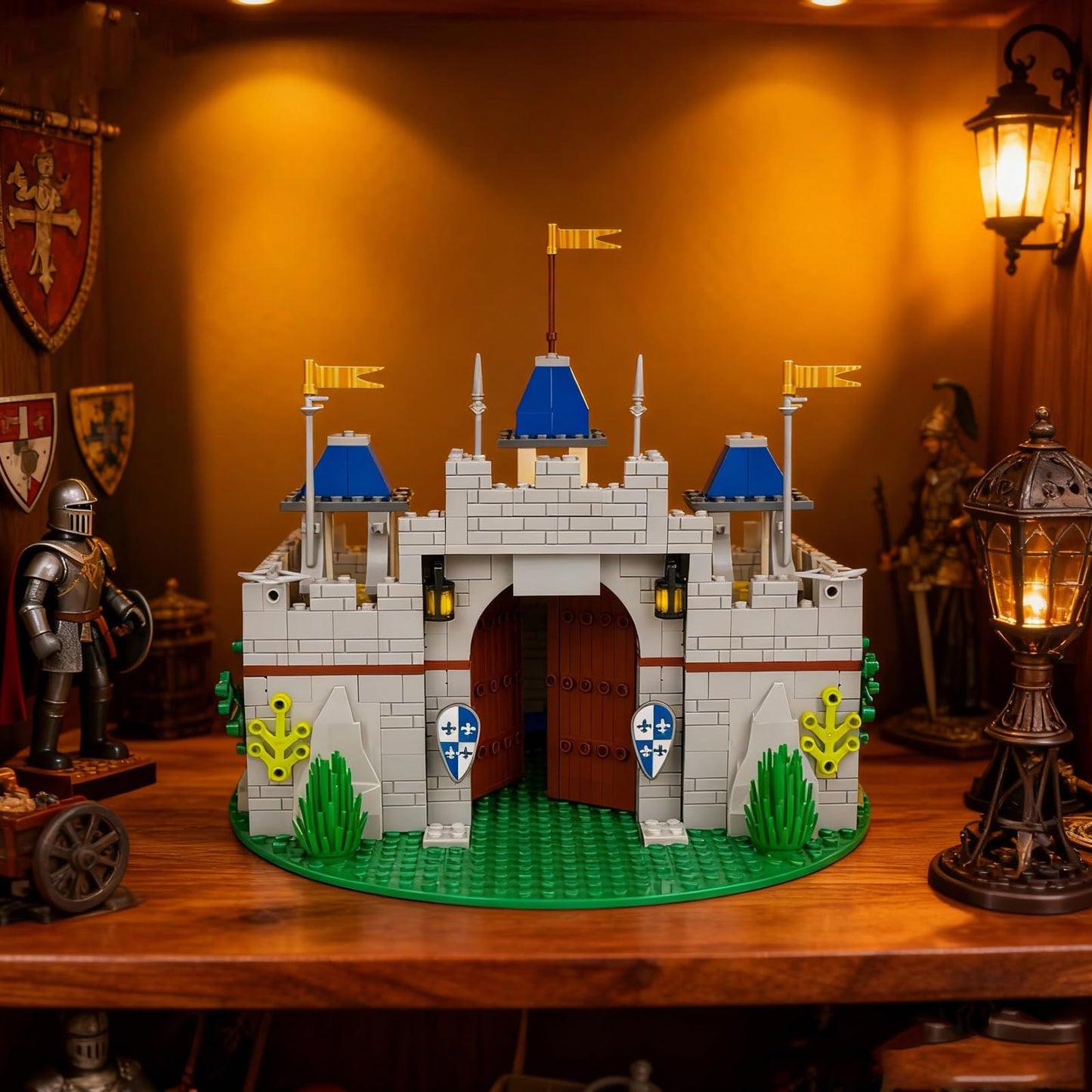 Usoway Medieval Knight Castle Building Blocks Set,Comes with 12 Knights Figures,Compatible with Lego Medieval Town Square Toys,for Adult and Children Ages 6+, 607016