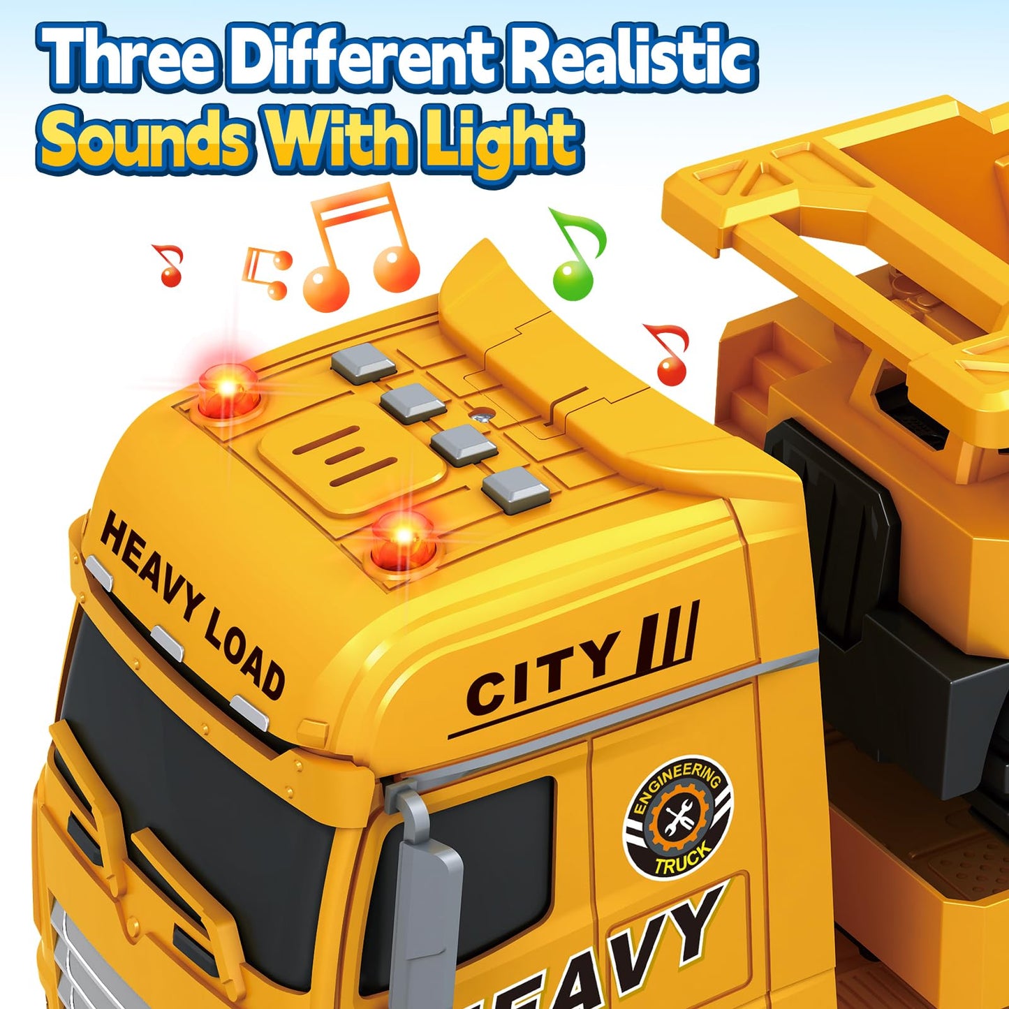 Bstoyder Toddler Boy Toys for 3 4 5 6 7 Years Kids, 25" Semi Construction Carrier Truck Toy with Excavator and Dump Truck, Friction Powered Toys with Lights and Sounds, Birthday for Boy Girls