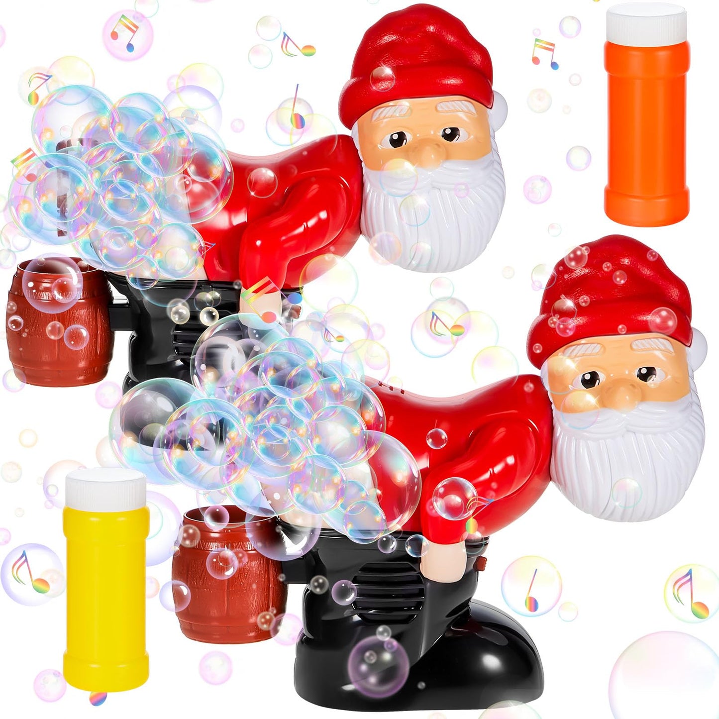 Wovnet 2 Pcs Christmas Santa Claus Bubble Machine Automatic Blowing Machine Santa Blower with Music Flashing Lights for Xmas Gift Indoor Outdoor Activity(Red)