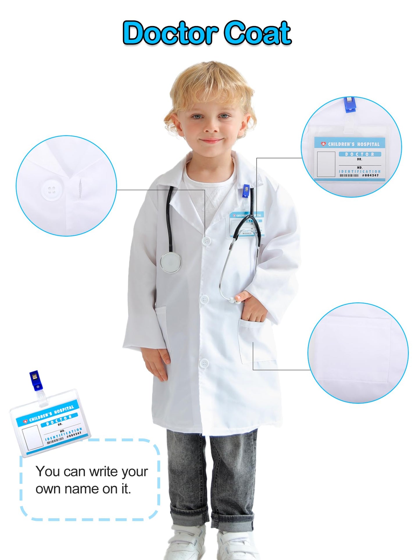 Liberry Doctor Kit for Toddlers 3 4 5 Years Old, Pretend Play Doctor Costume for Kids, Dress Up Nurse Coat with Real Stethoscope for Boys Girls Gift