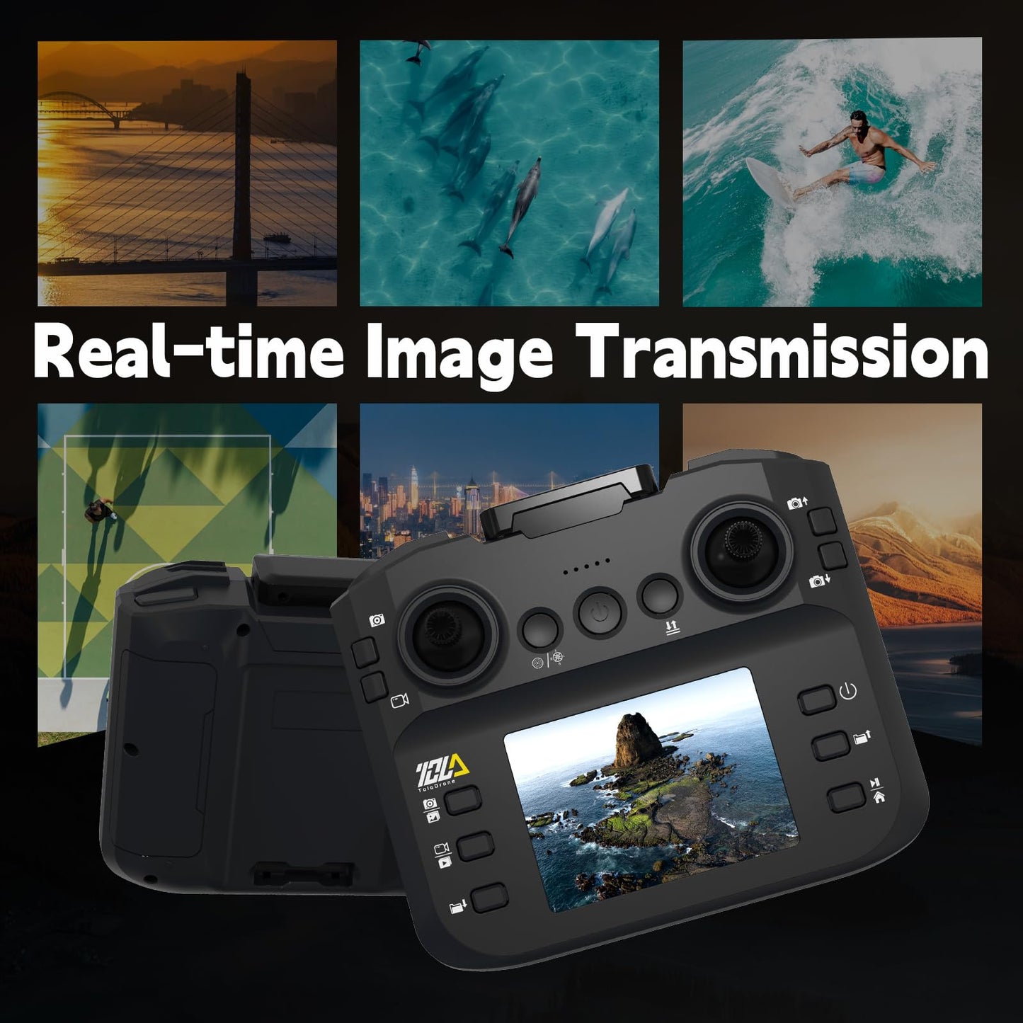 Toladrone TD12LCD Drone with LCD Screen Remote Control Brushless Motor WiFi Real-time Transmission Drones for Adults Drone with Camera Foldable Quadcopter for Beginners