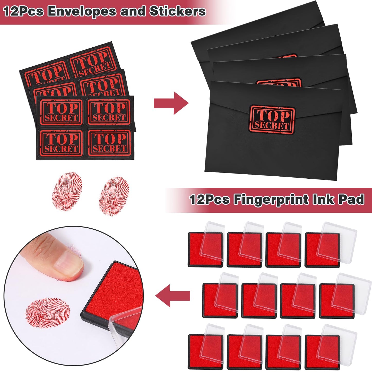 Winrayk Detective Party Favors Spy Birthday Supplies Invisible Ink Pen Top Secret Notebook Secret Agent Name Tag Magnifying Glass Ink Pad Envelope Kids Detective Game Spy Toy Escape Room Party Favors